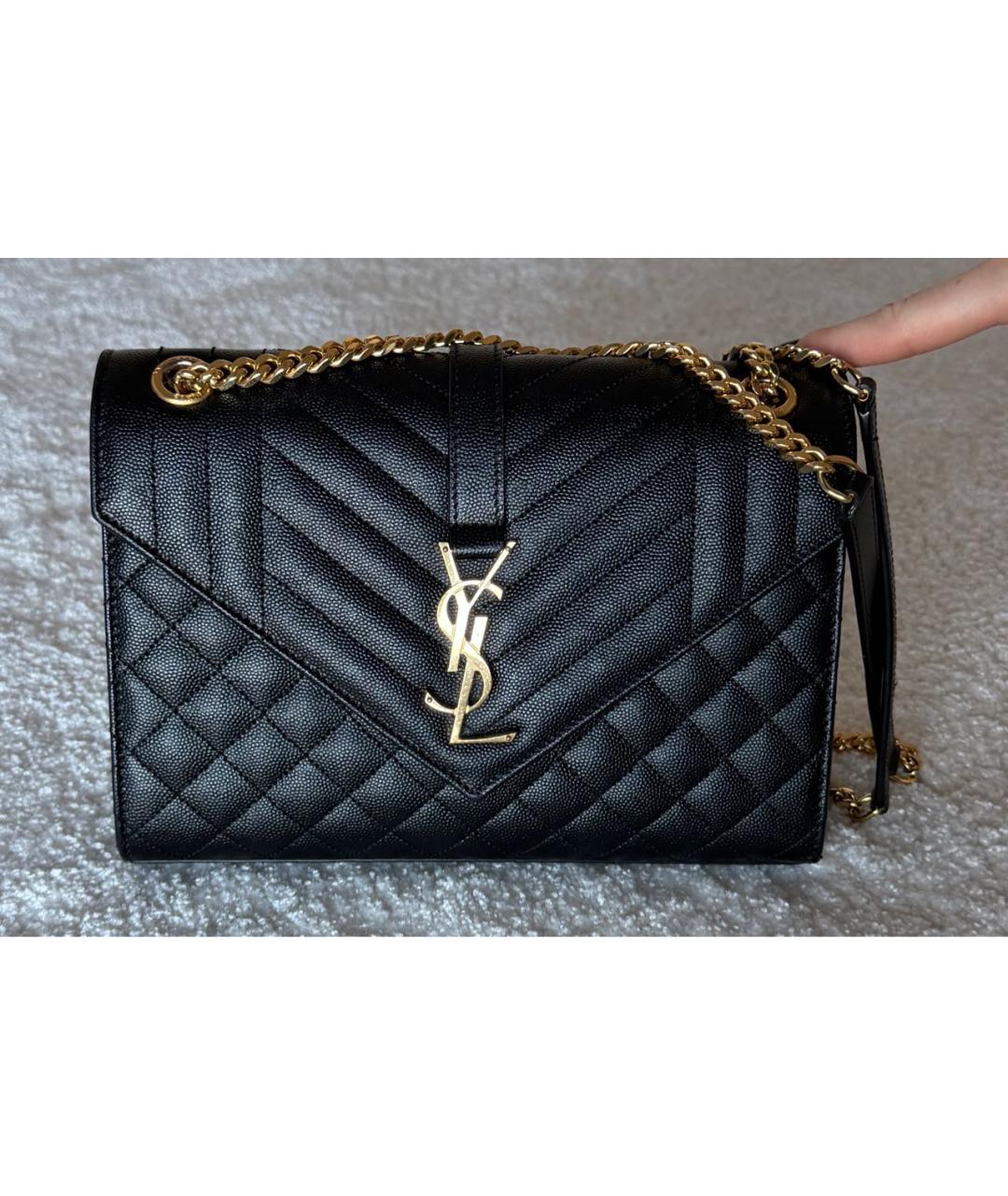 SAINT LAURENT Черная кожаная сумка через плечо, фото 5