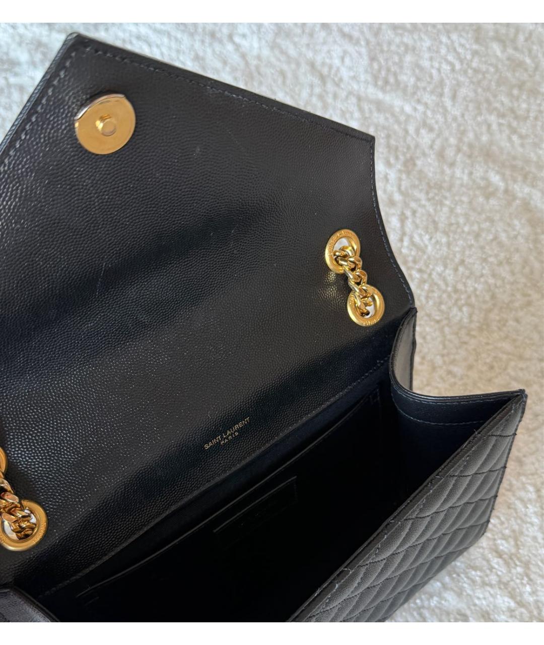 SAINT LAURENT Черная кожаная сумка через плечо, фото 4