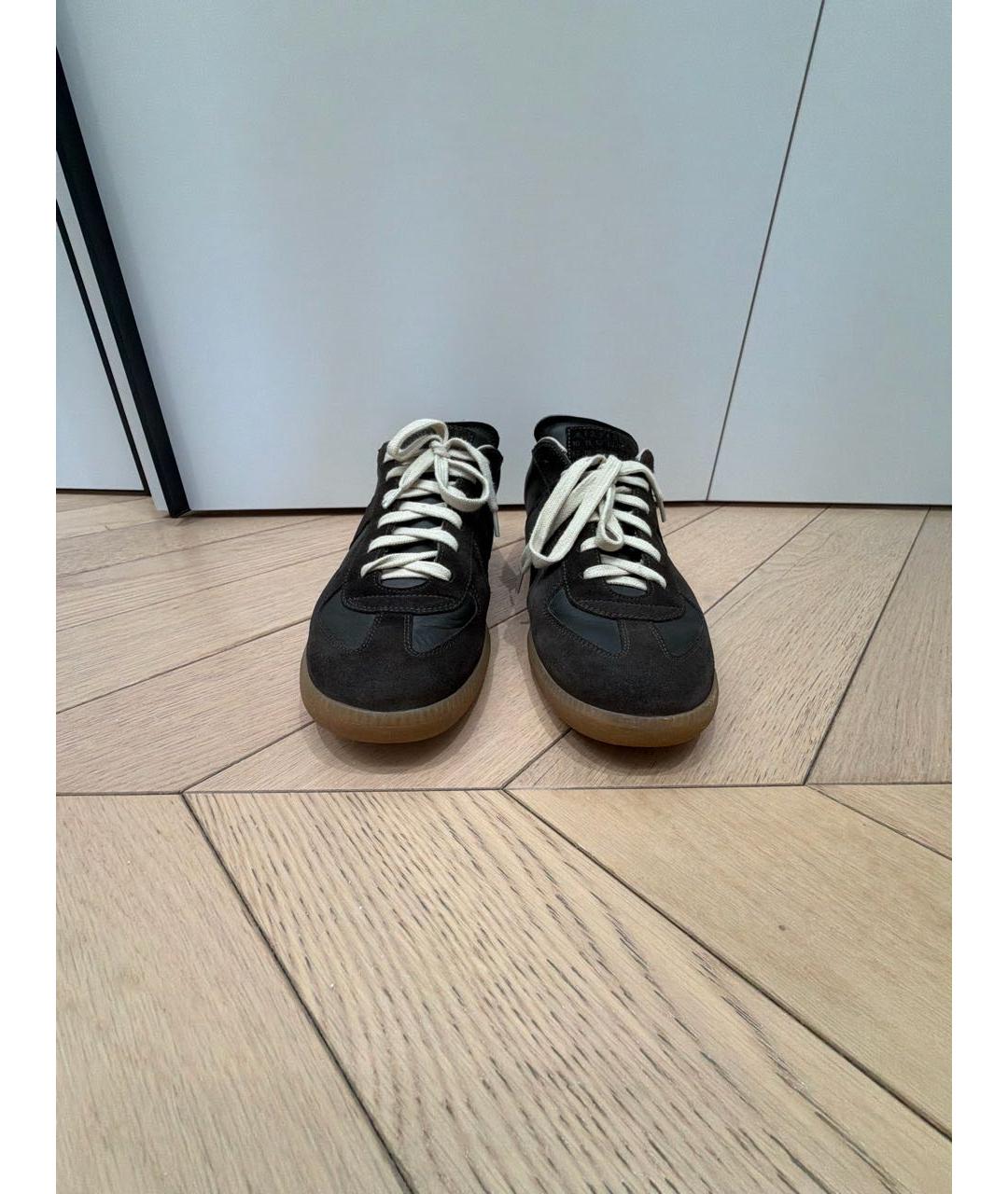 MAISON MARGIELA Зеленые замшевые низкие кроссовки / кеды, фото 2