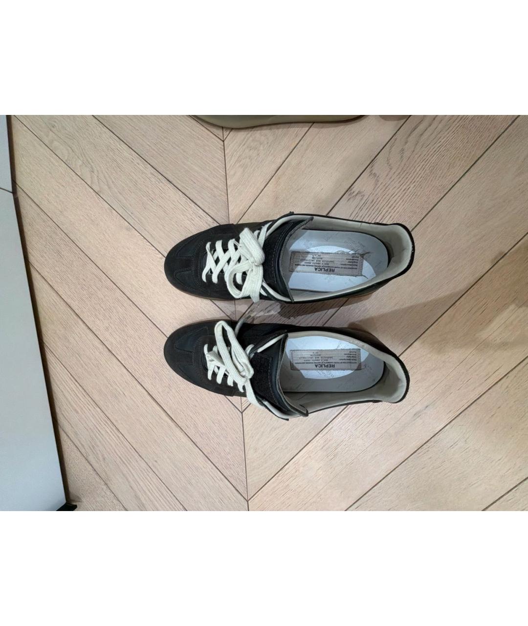 MAISON MARGIELA Зеленые замшевые низкие кроссовки / кеды, фото 3