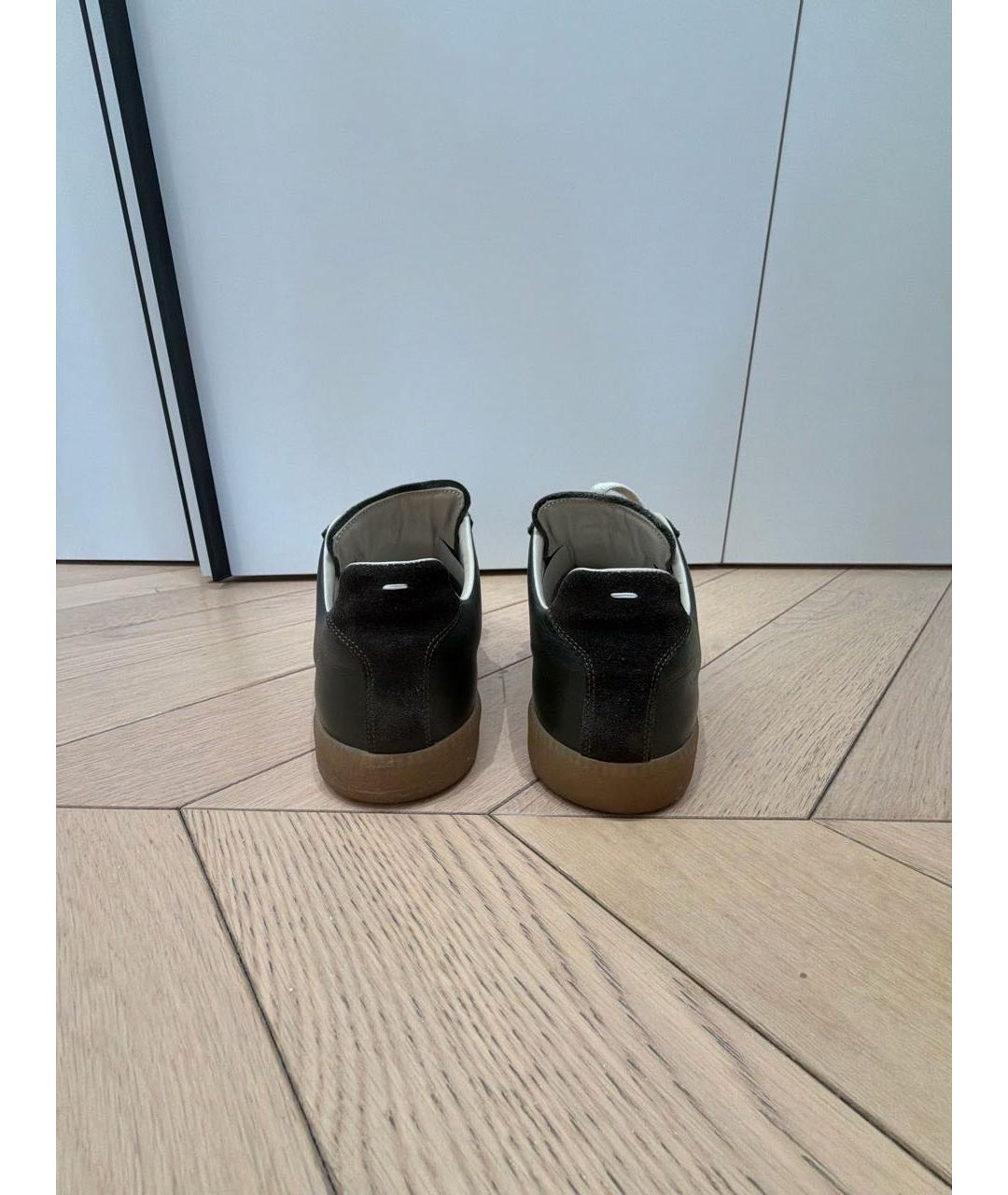 MAISON MARGIELA Зеленые замшевые низкие кроссовки / кеды, фото 4