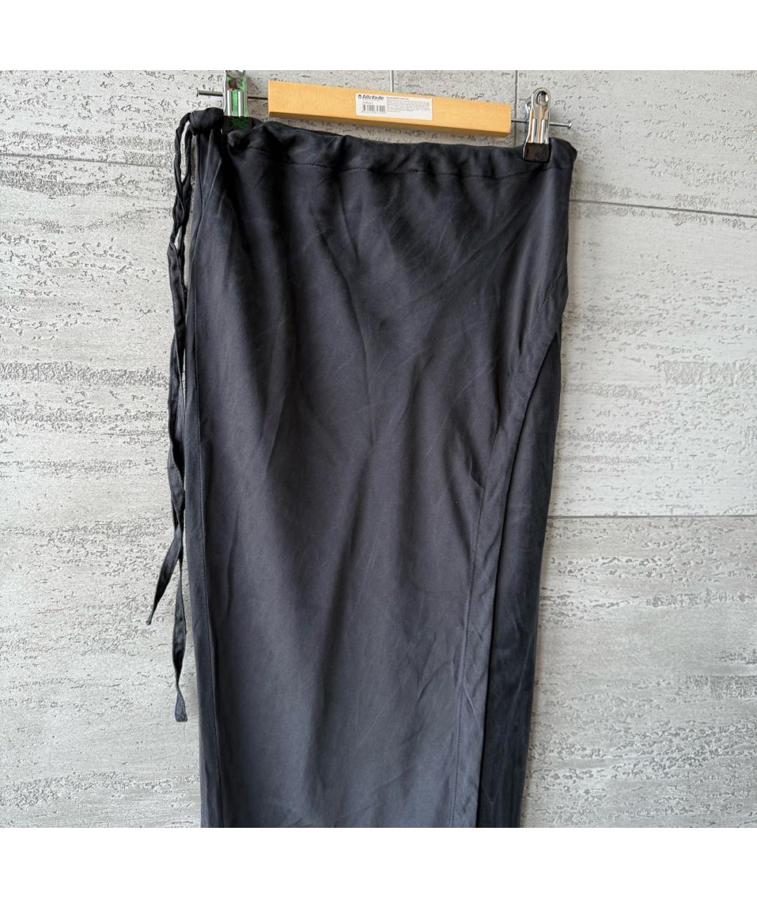 ANN DEMEULEMEESTER Черная шелковая юбка макси, фото 5