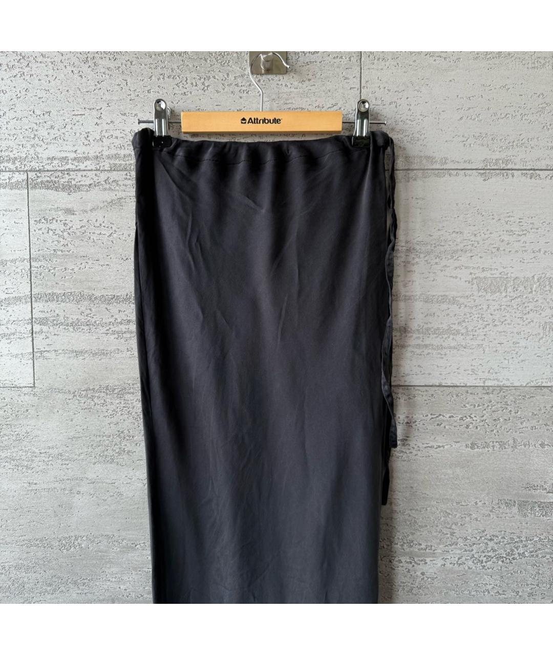 ANN DEMEULEMEESTER Черная шелковая юбка макси, фото 2