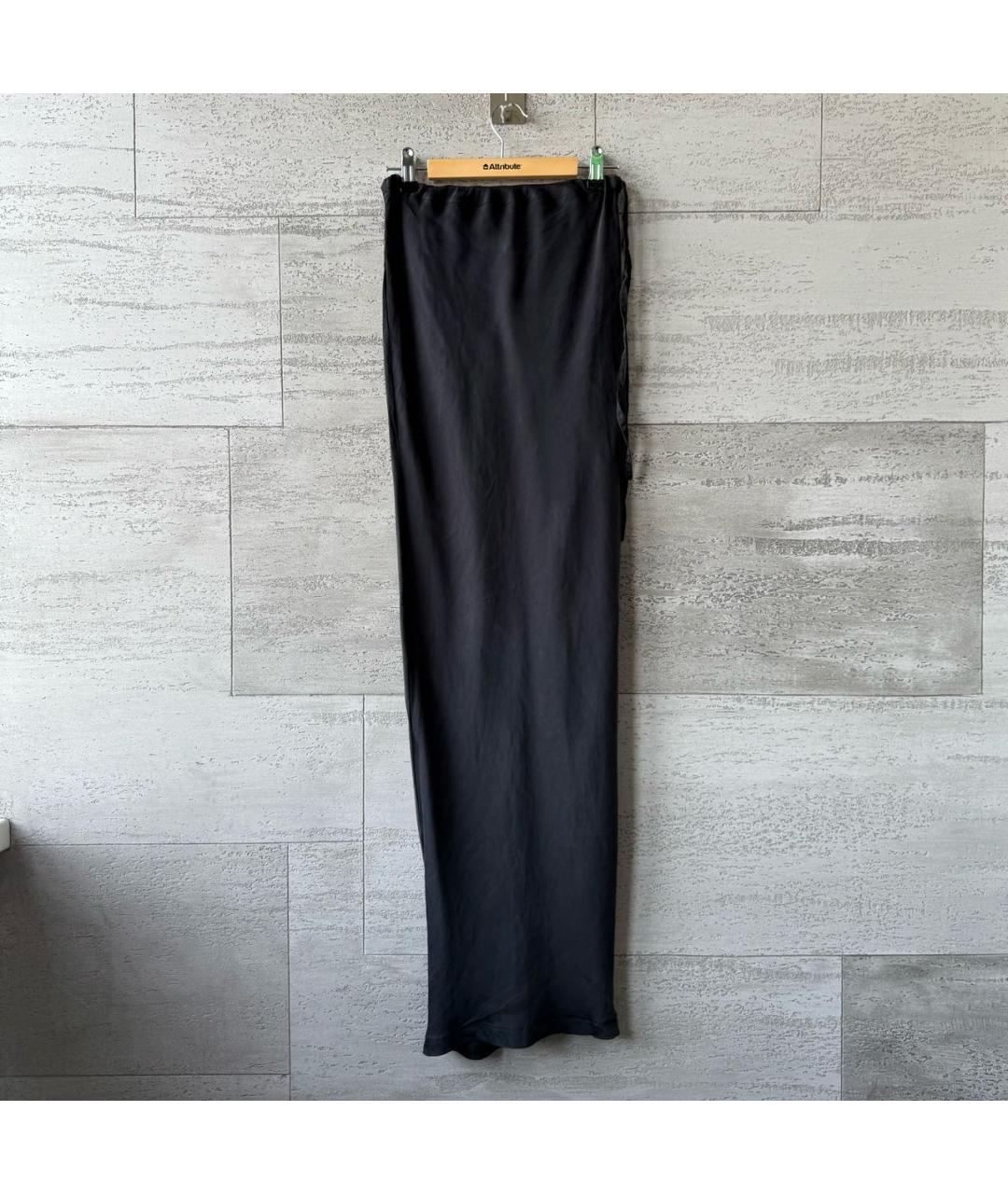 ANN DEMEULEMEESTER Черная шелковая юбка макси, фото 2