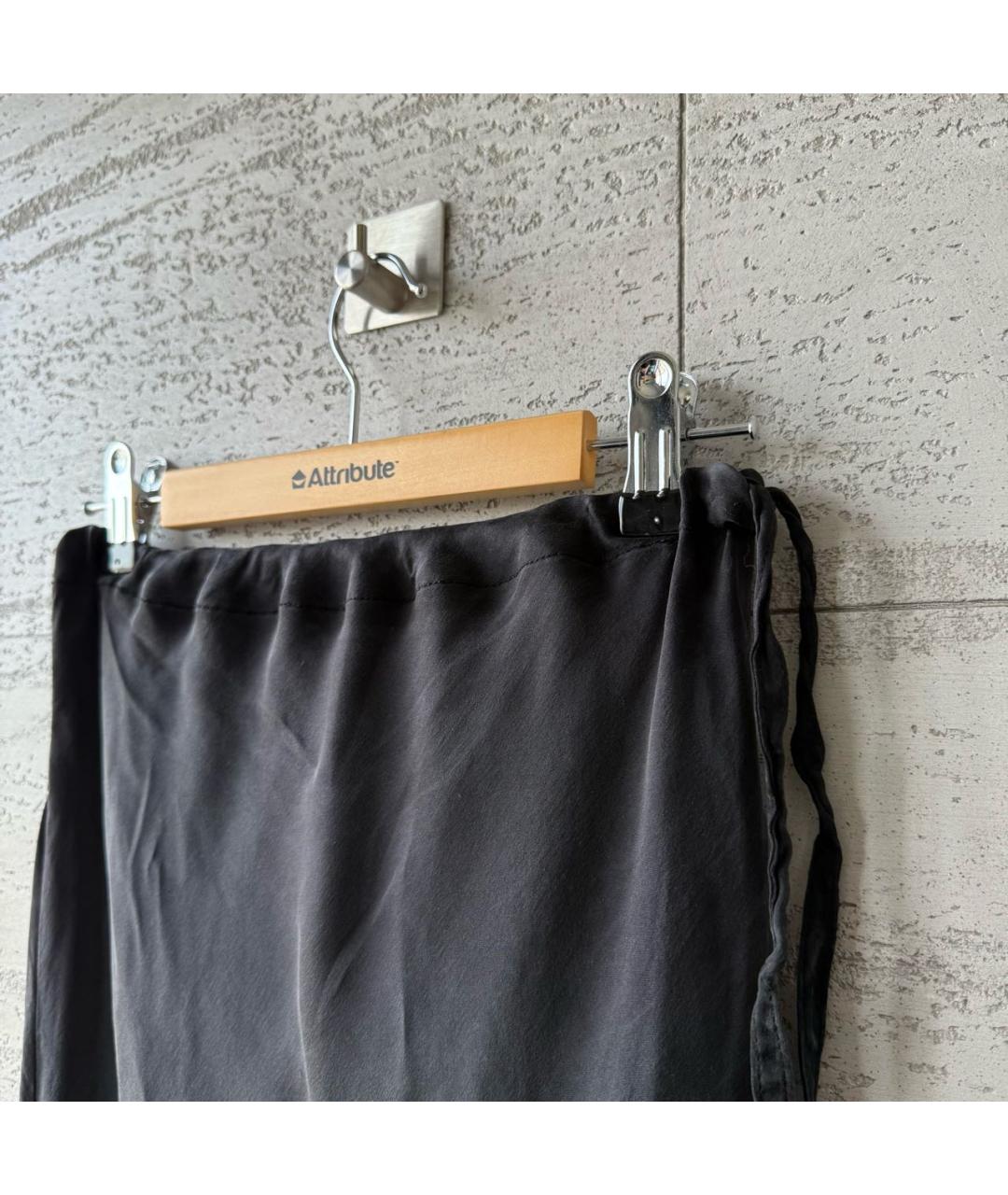 ANN DEMEULEMEESTER Черная шелковая юбка макси, фото 3