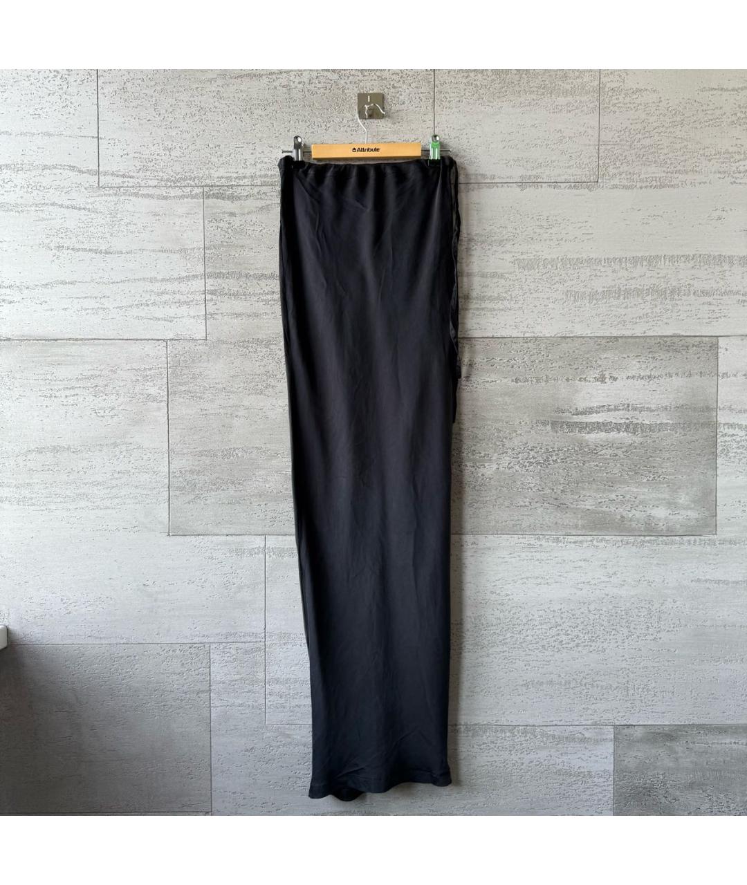 ANN DEMEULEMEESTER Черная шелковая юбка макси, фото 9