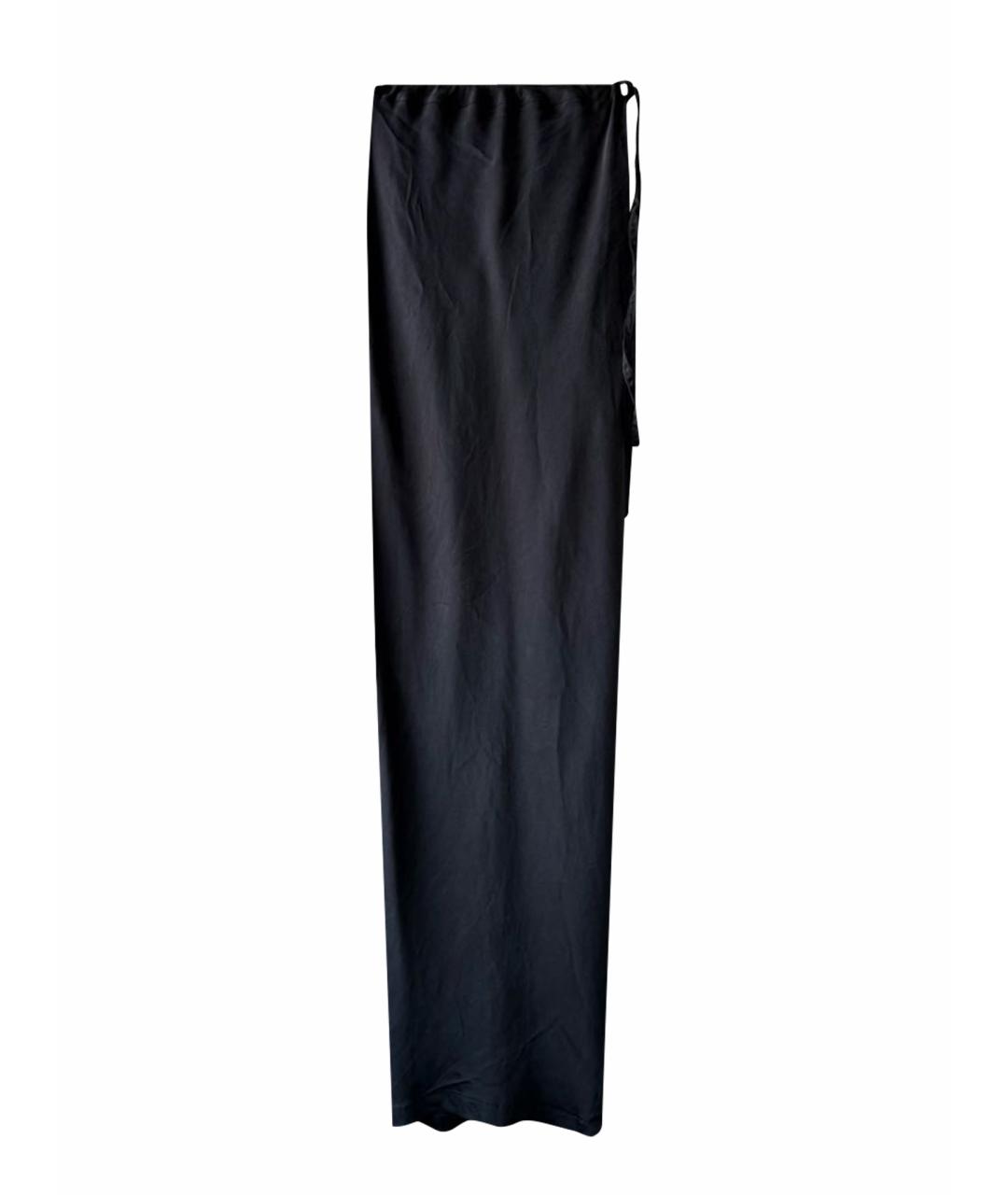 ANN DEMEULEMEESTER Черная шелковая юбка макси, фото 1