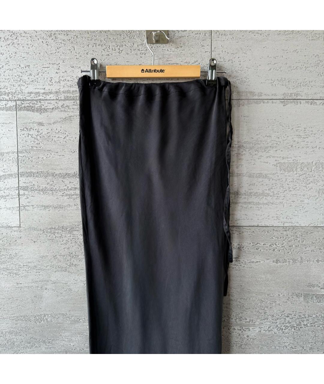ANN DEMEULEMEESTER Черная шелковая юбка макси, фото 3