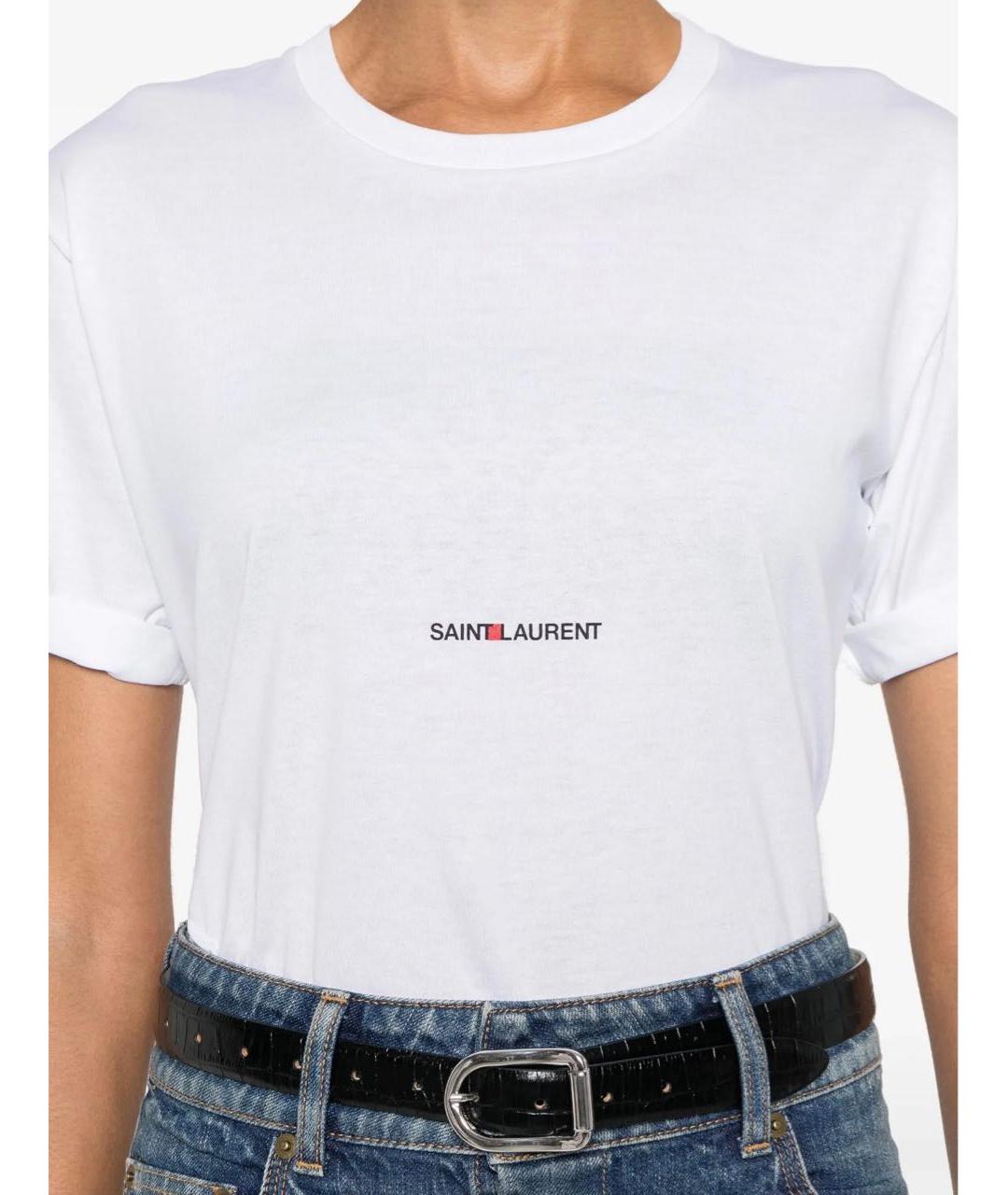 SAINT LAURENT Белая хлопковая футболка, фото 5