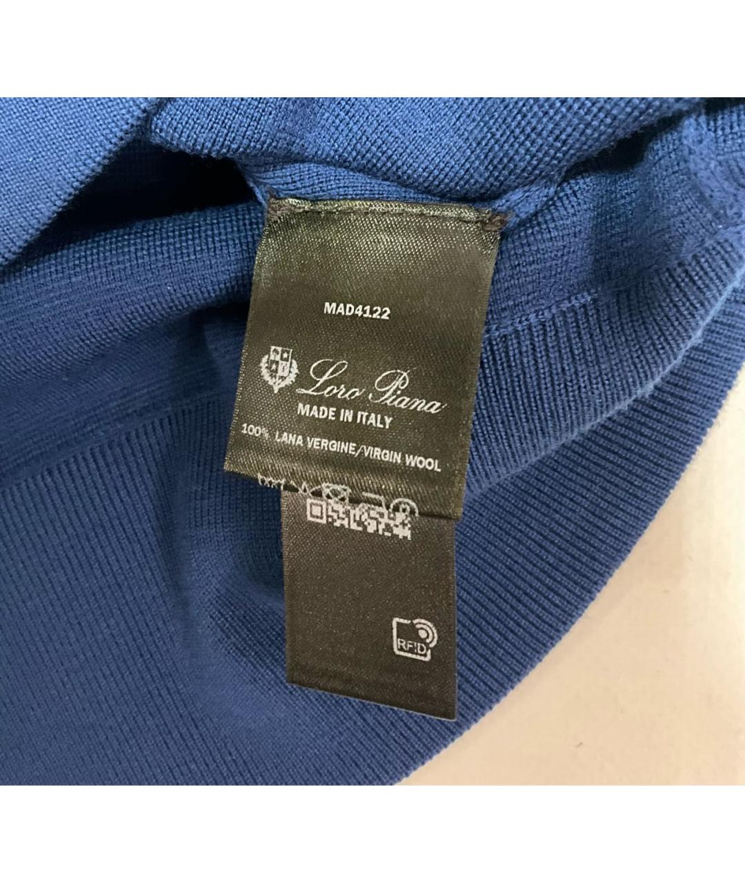 LORO PIANA Синее поло с длинным рукавом, фото 5