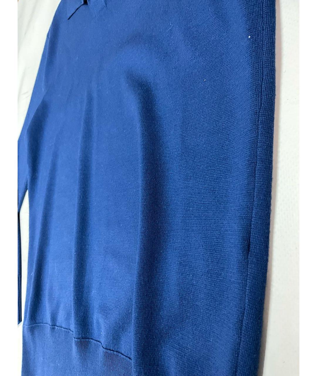 LORO PIANA Синее поло с длинным рукавом, фото 2