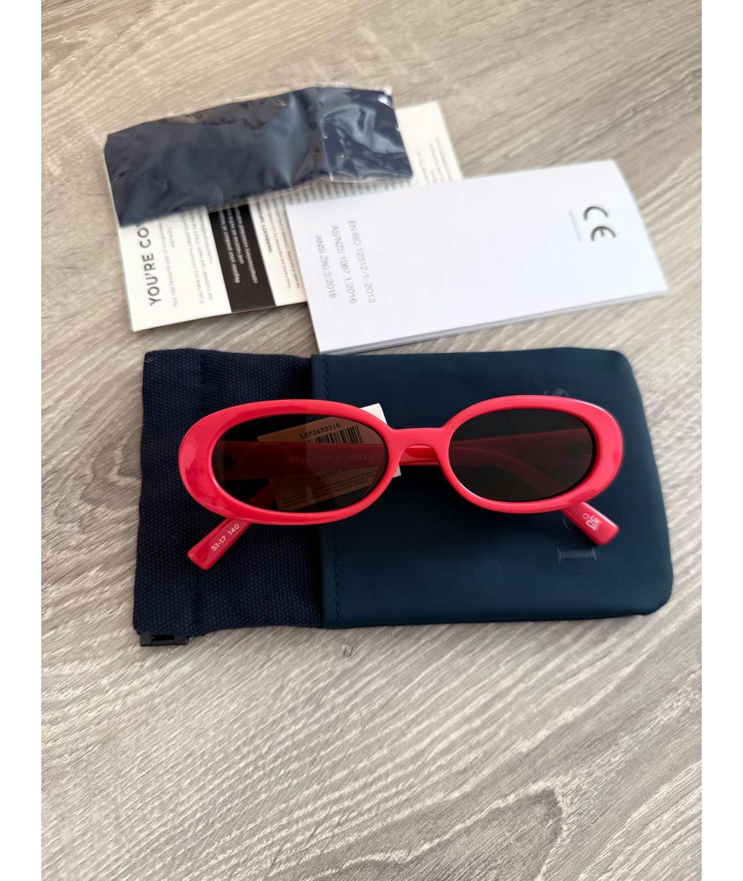 LE SPECS Красные пластиковые солнцезащитные очки, фото 2