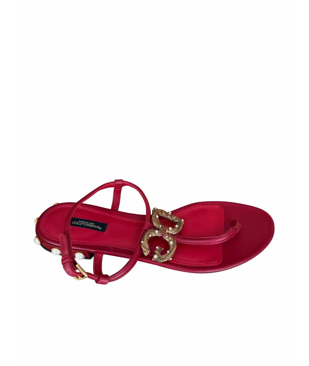 DOLCE&GABBANA Красные кожаные сандалии, фото 1