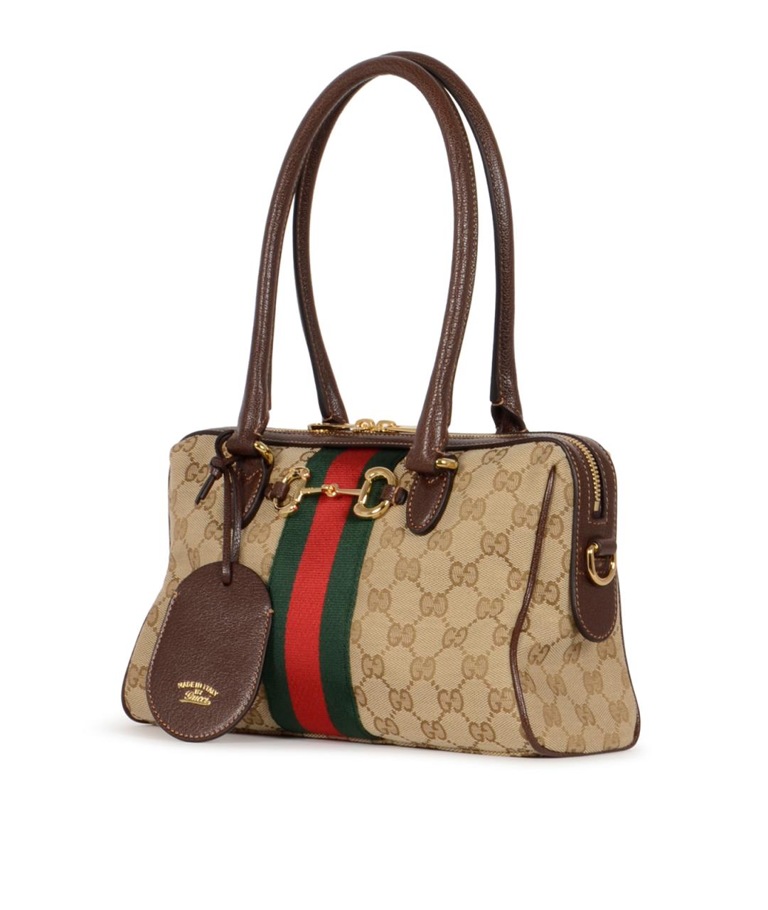 GUCCI Бежевая тканевая сумка через плечо, фото 2