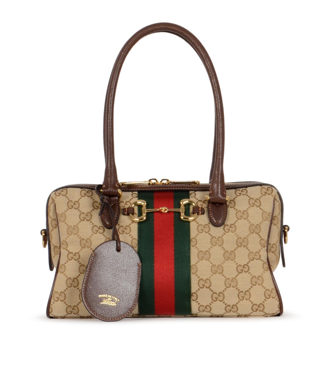 GUCCI Бежевая тканевая сумка через плечо, фото 1