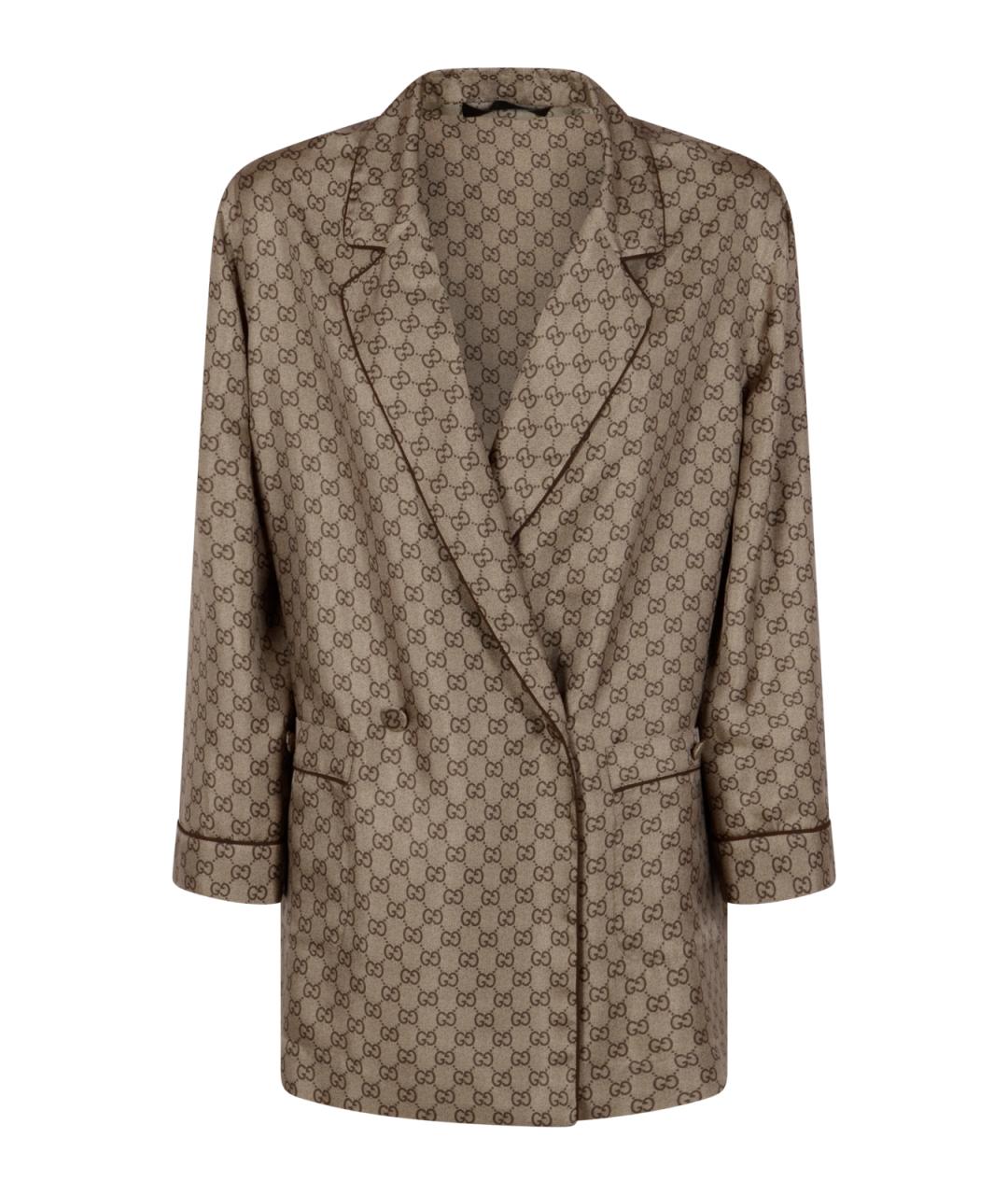 GUCCI Бежевая шелковая рубашка, фото 1