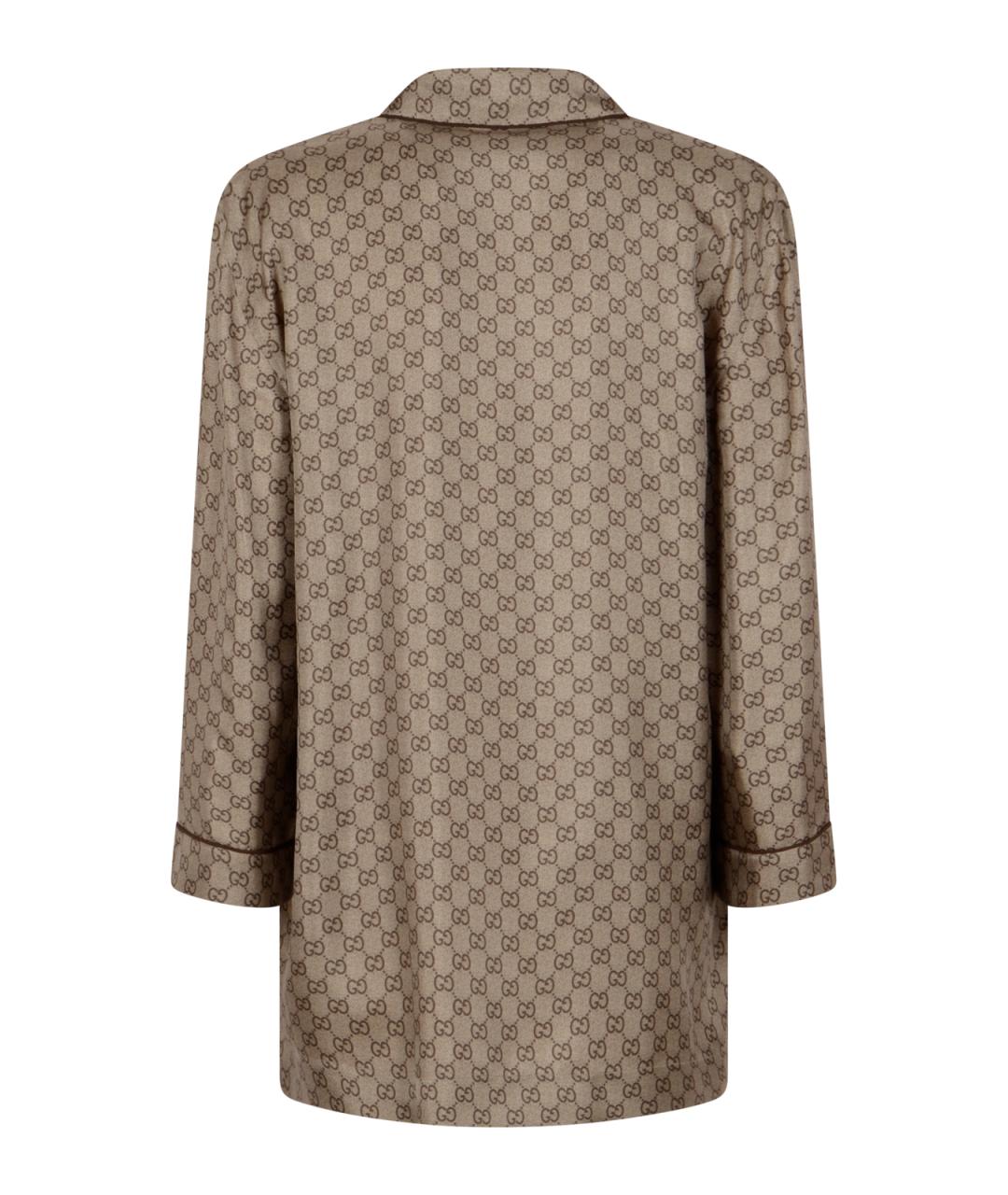 GUCCI Бежевая шелковая рубашка, фото 2