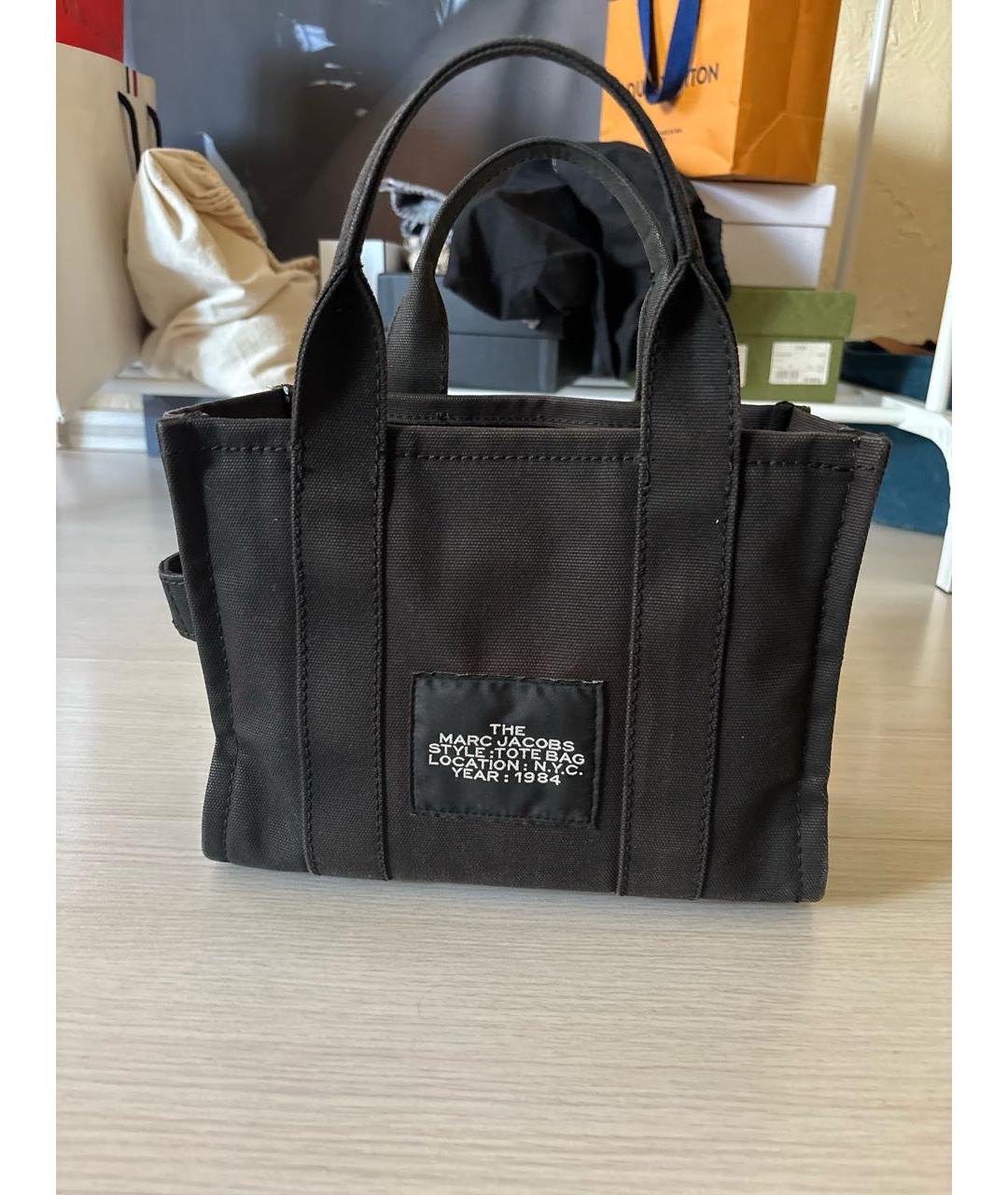 MARC JACOBS Черная тканевая сумка с короткими ручками, фото 3
