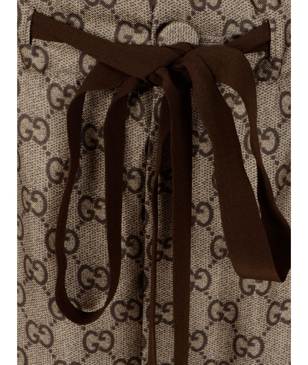 GUCCI Бежевые шелковые прямые брюки, фото 6