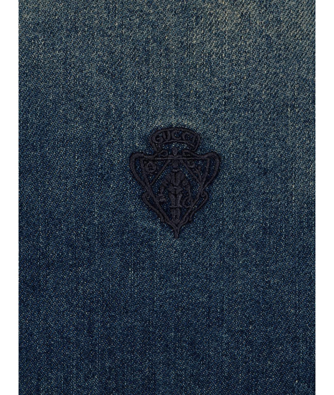 GUCCI Синяя хлопковая кэжуал рубашка, фото 3