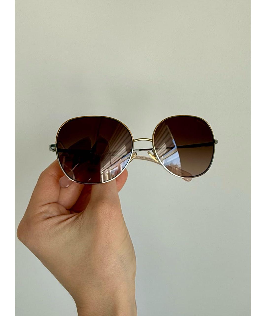 COACH Серебряные металлические солнцезащитные очки, фото 5