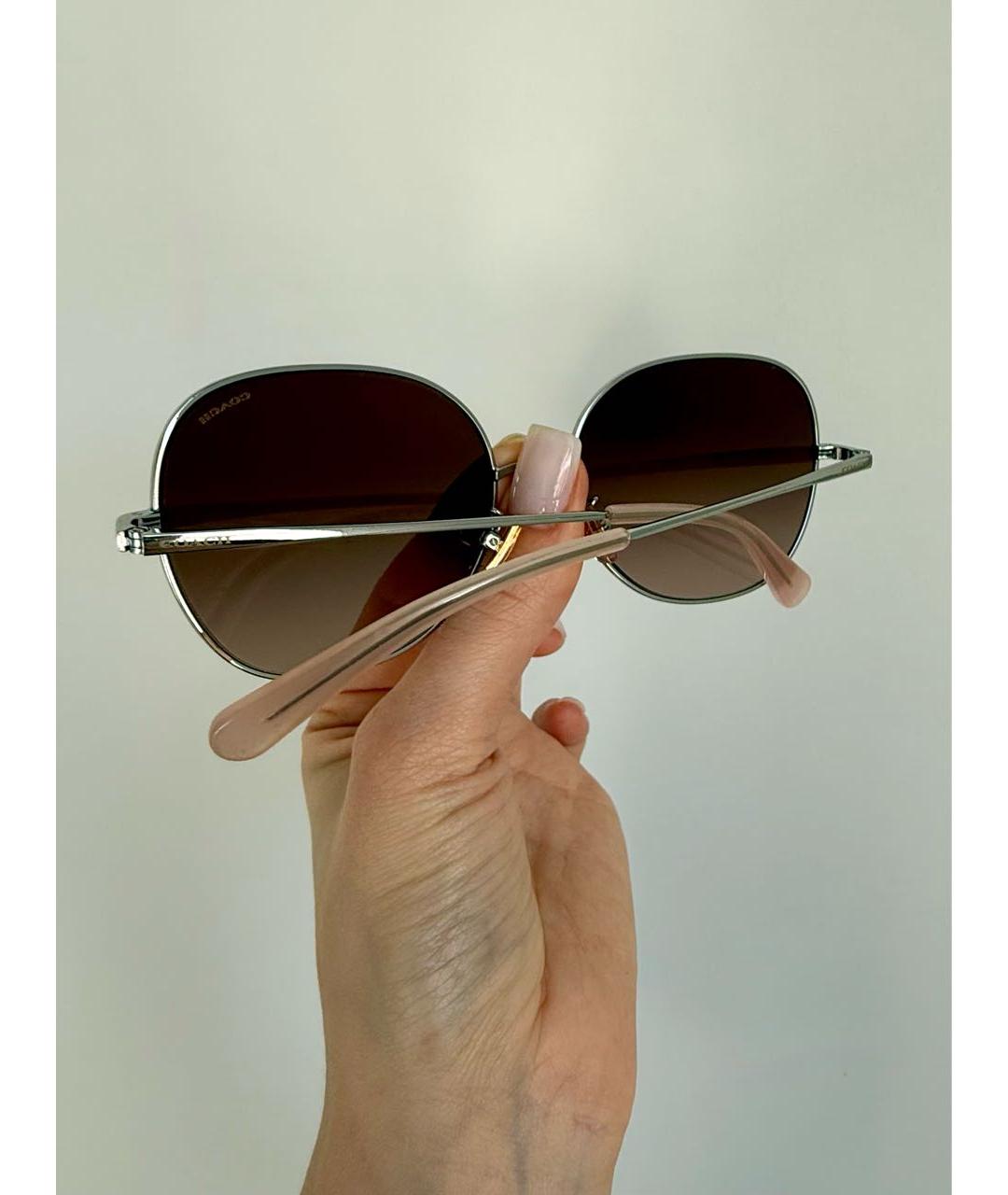 COACH Серебряные металлические солнцезащитные очки, фото 6