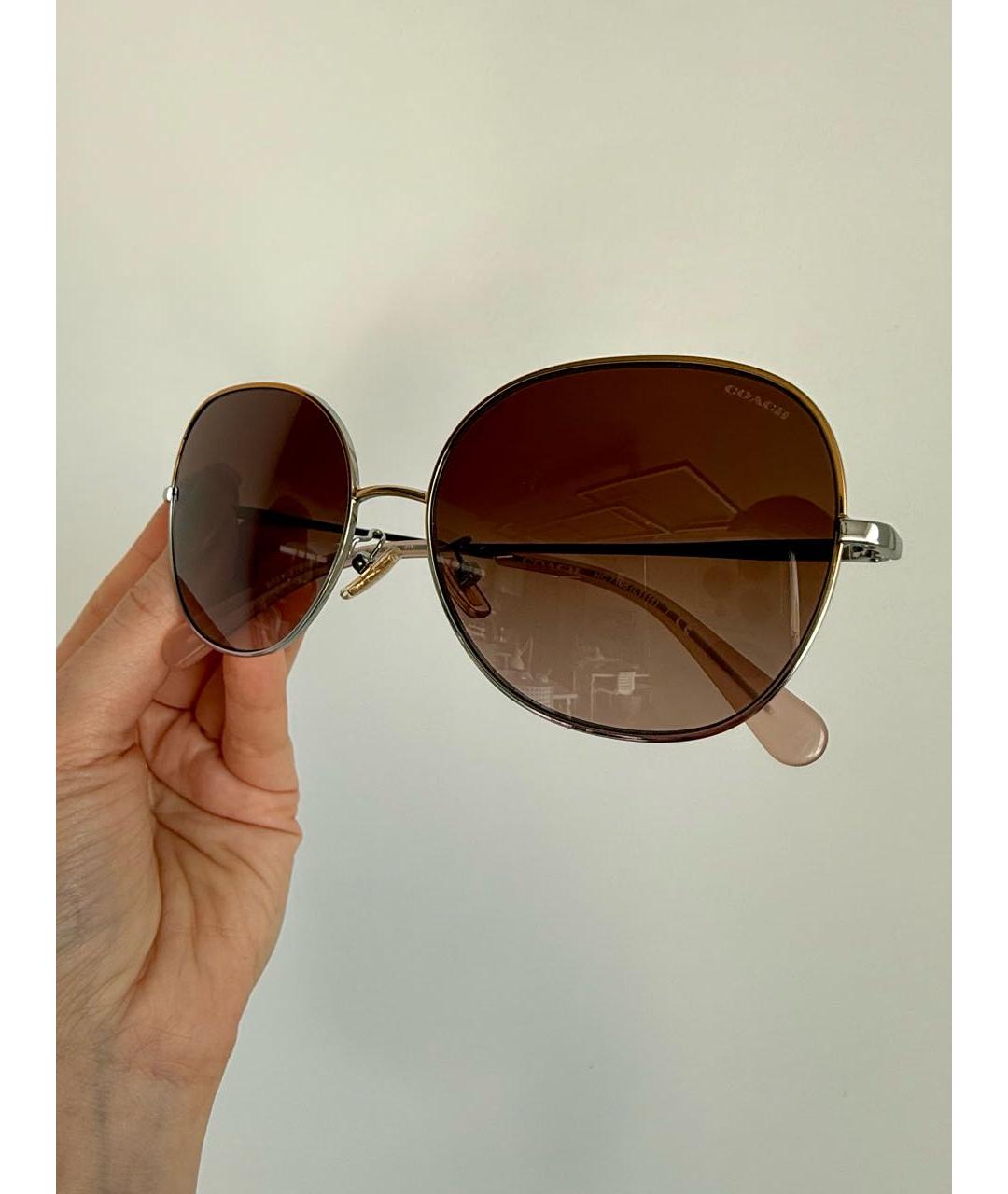 COACH Серебряные металлические солнцезащитные очки, фото 7