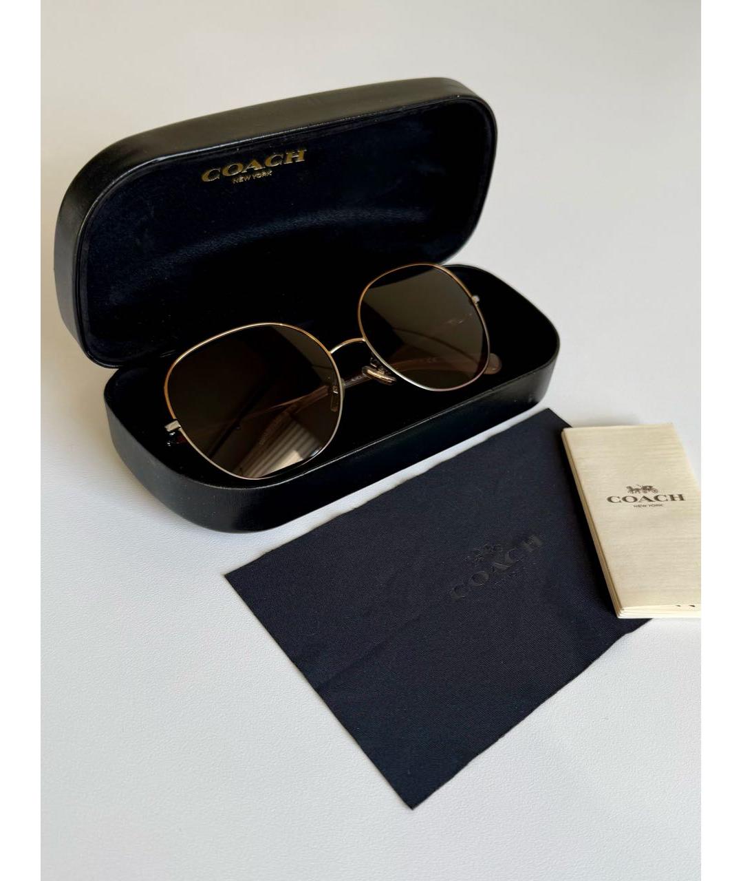 COACH Серебряные металлические солнцезащитные очки, фото 4