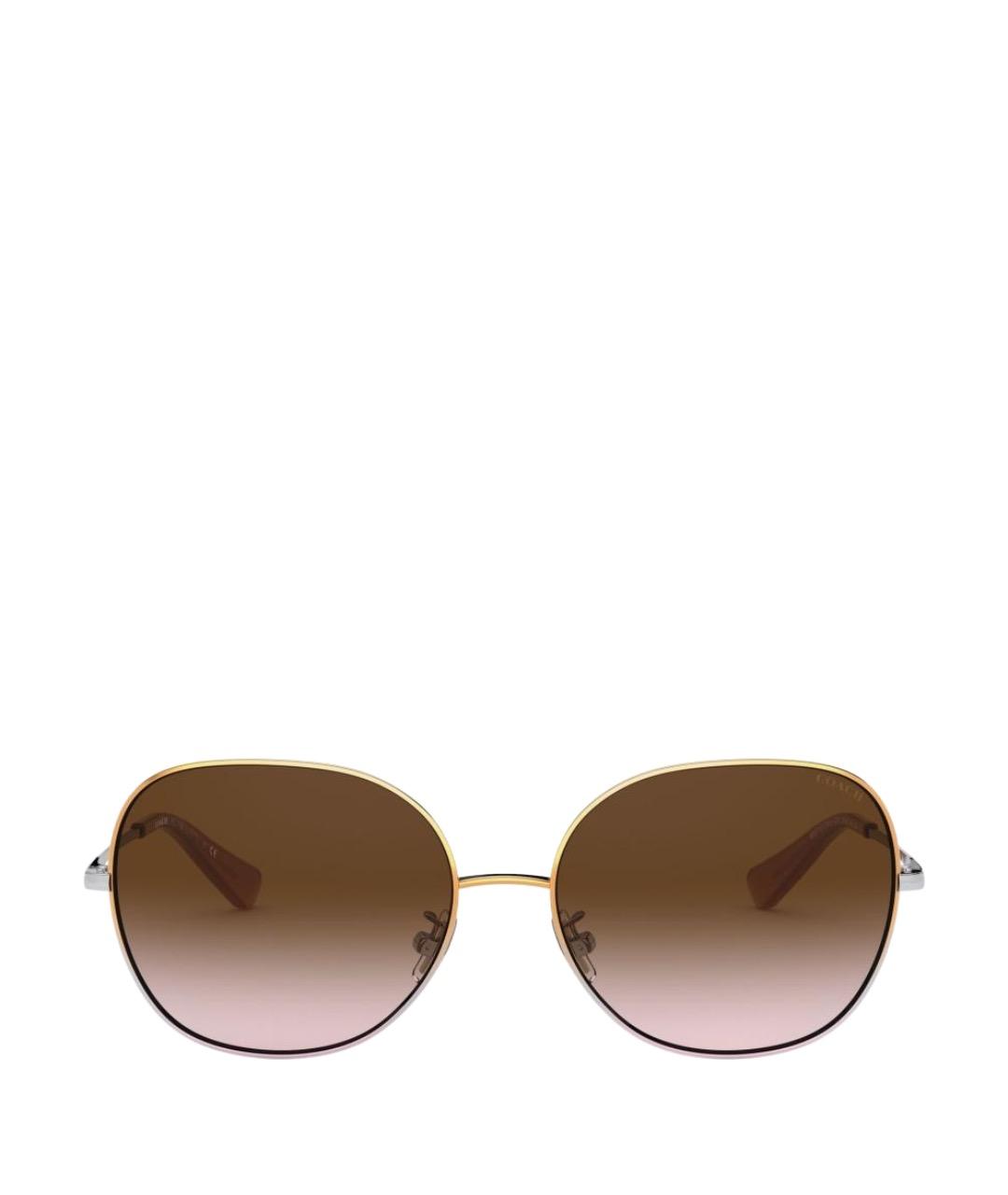 COACH Серебряные металлические солнцезащитные очки, фото 1