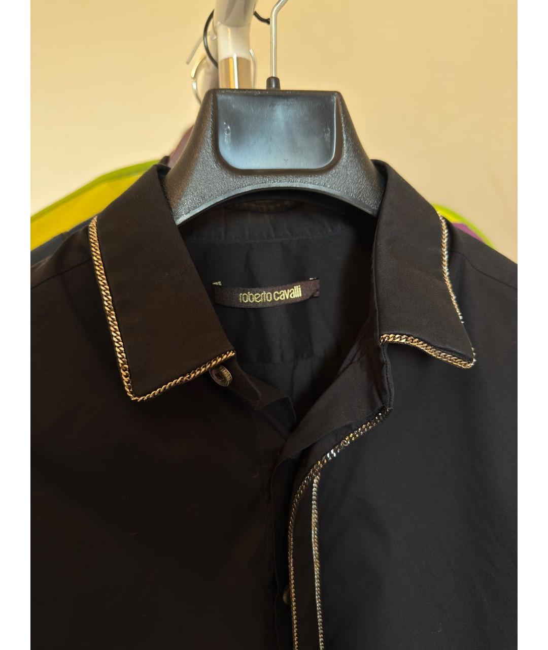 ROBERTO CAVALLI Черная хлопковая классическая рубашка, фото 4