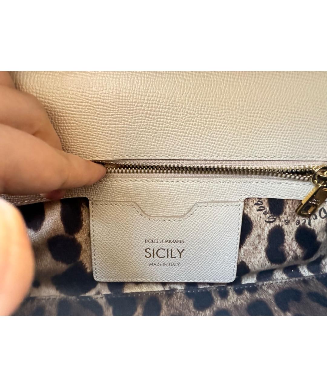 DOLCE&GABBANA Бежевая кожаная сумка с короткими ручками, фото 3
