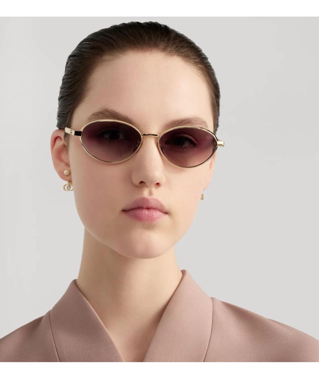 CHRISTIAN DIOR Золотые металлические солнцезащитные очки, фото 7