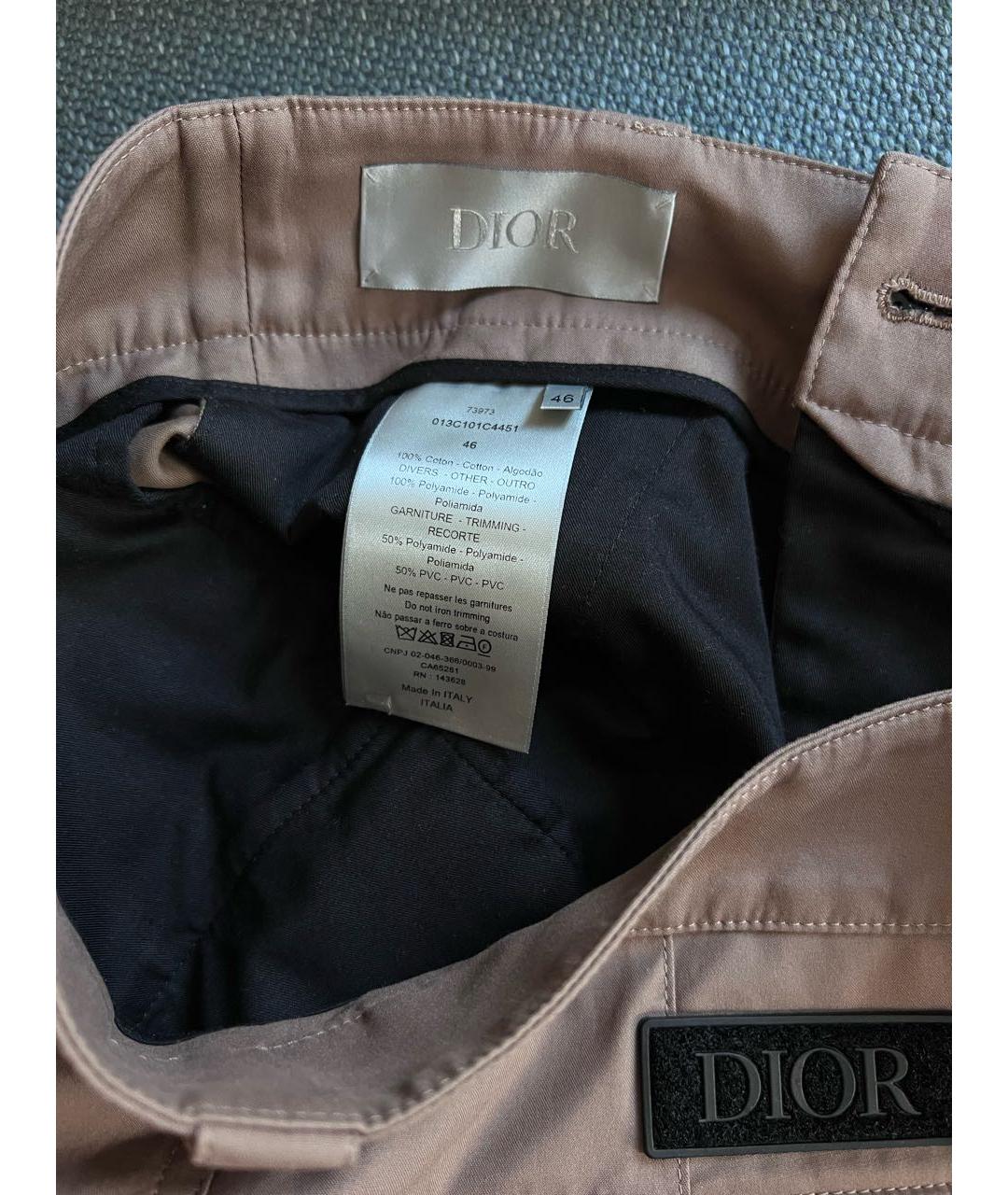 CHRISTIAN DIOR Бежевые хлопковые повседневные брюки, фото 7