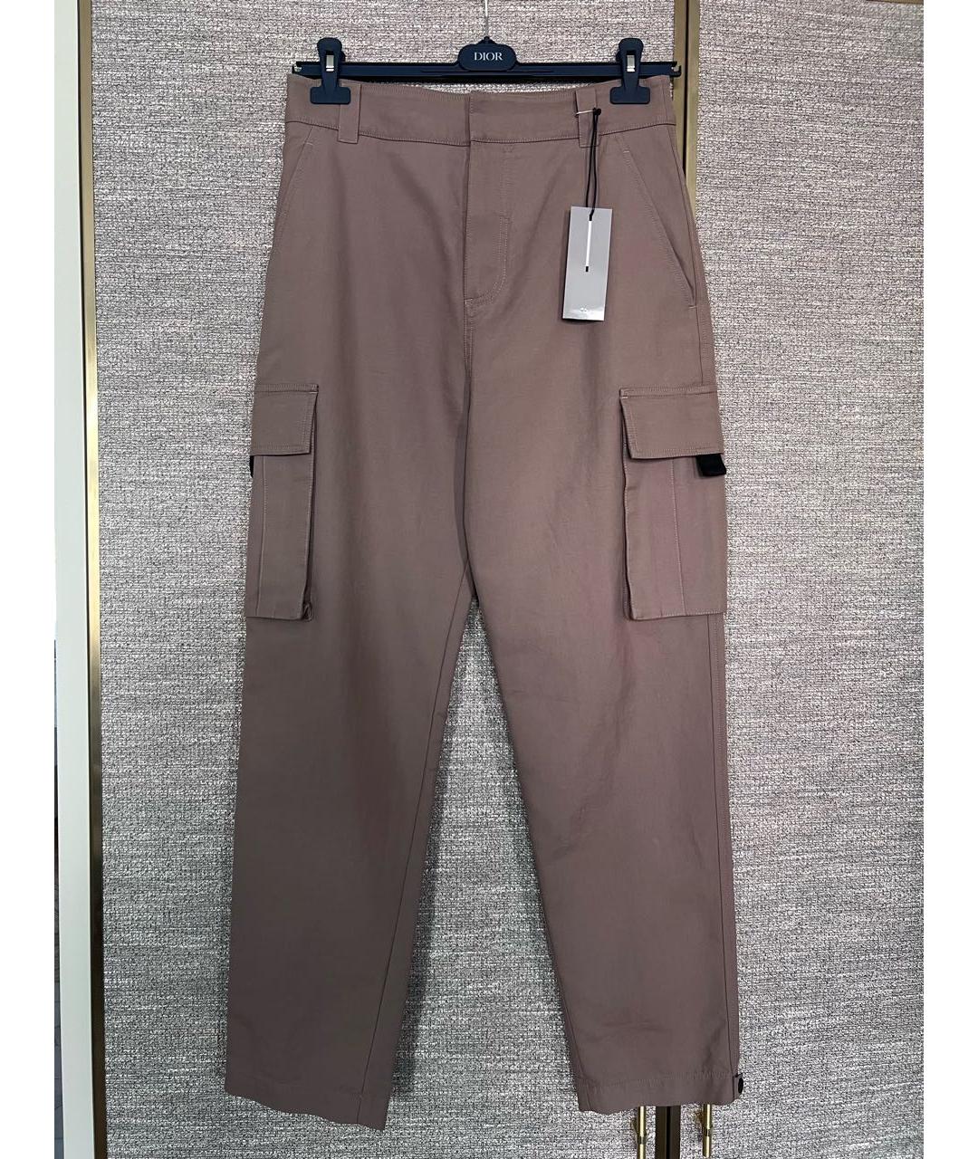CHRISTIAN DIOR Бежевые хлопковые повседневные брюки, фото 9