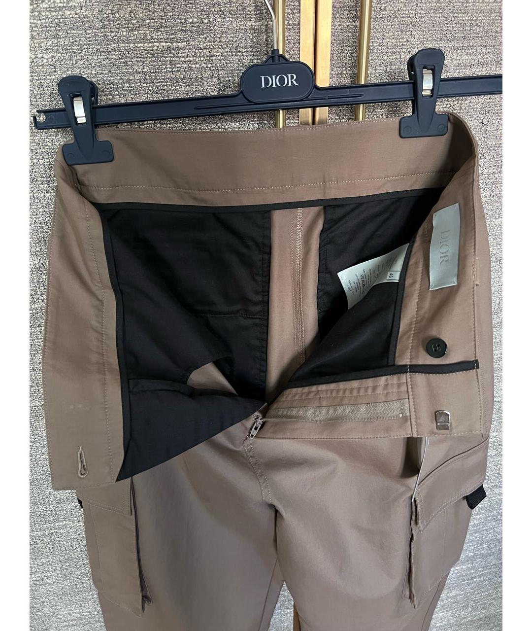 CHRISTIAN DIOR Бежевые хлопковые повседневные брюки, фото 3