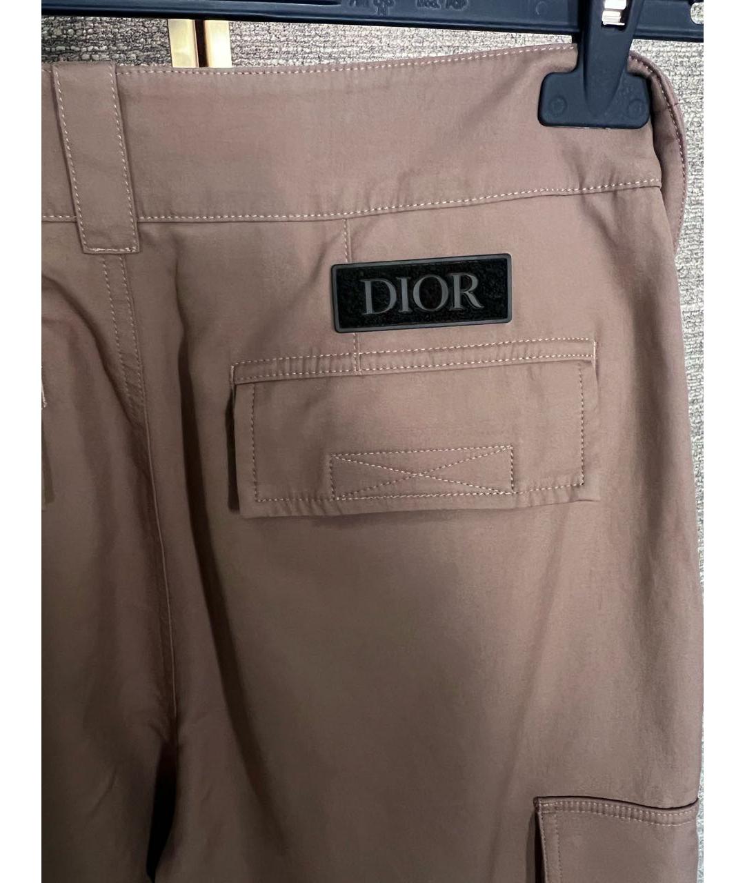 CHRISTIAN DIOR Бежевые хлопковые повседневные брюки, фото 4