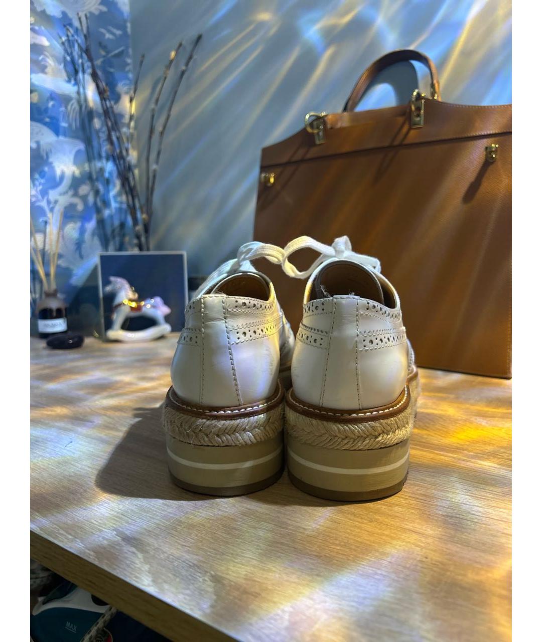PRADA Белые кожаные туфли, фото 4