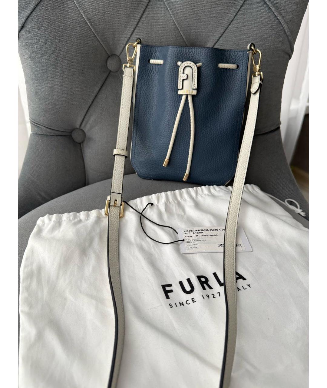 FURLA Синяя кожаная сумка через плечо, фото 2