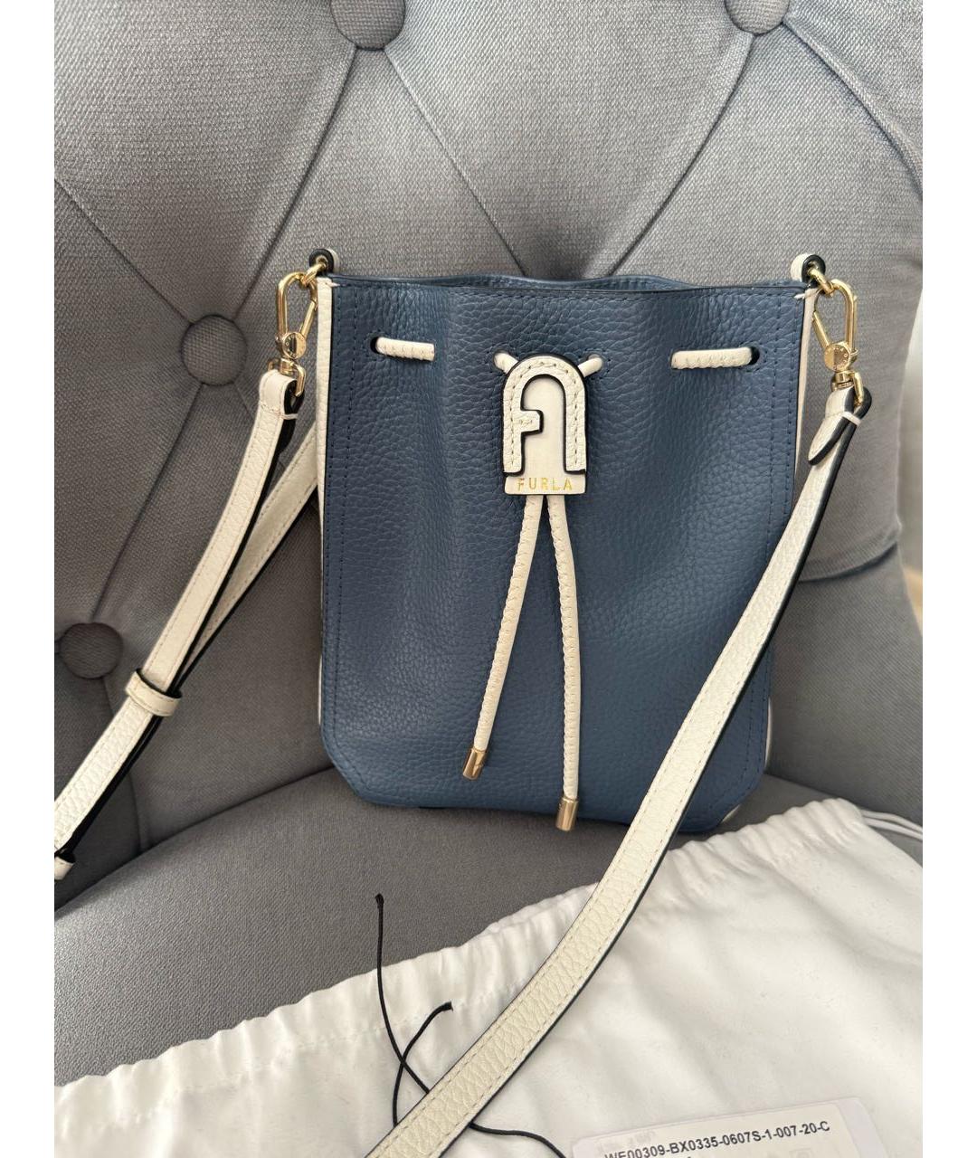 FURLA Синяя кожаная сумка через плечо, фото 8