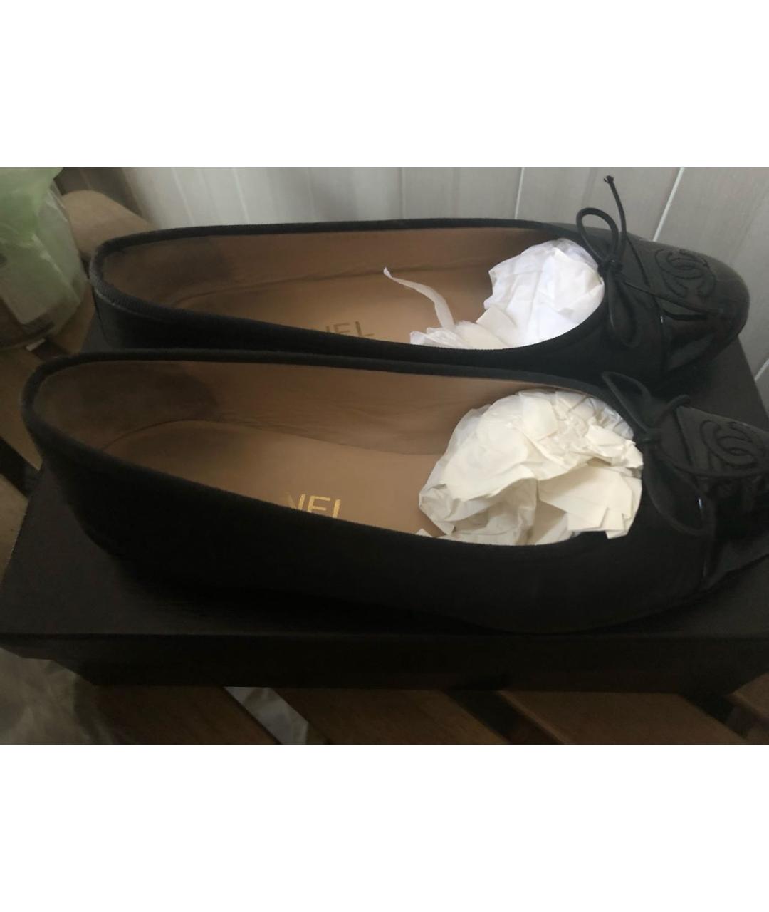 CHANEL Черные кожаные балетки, фото 2