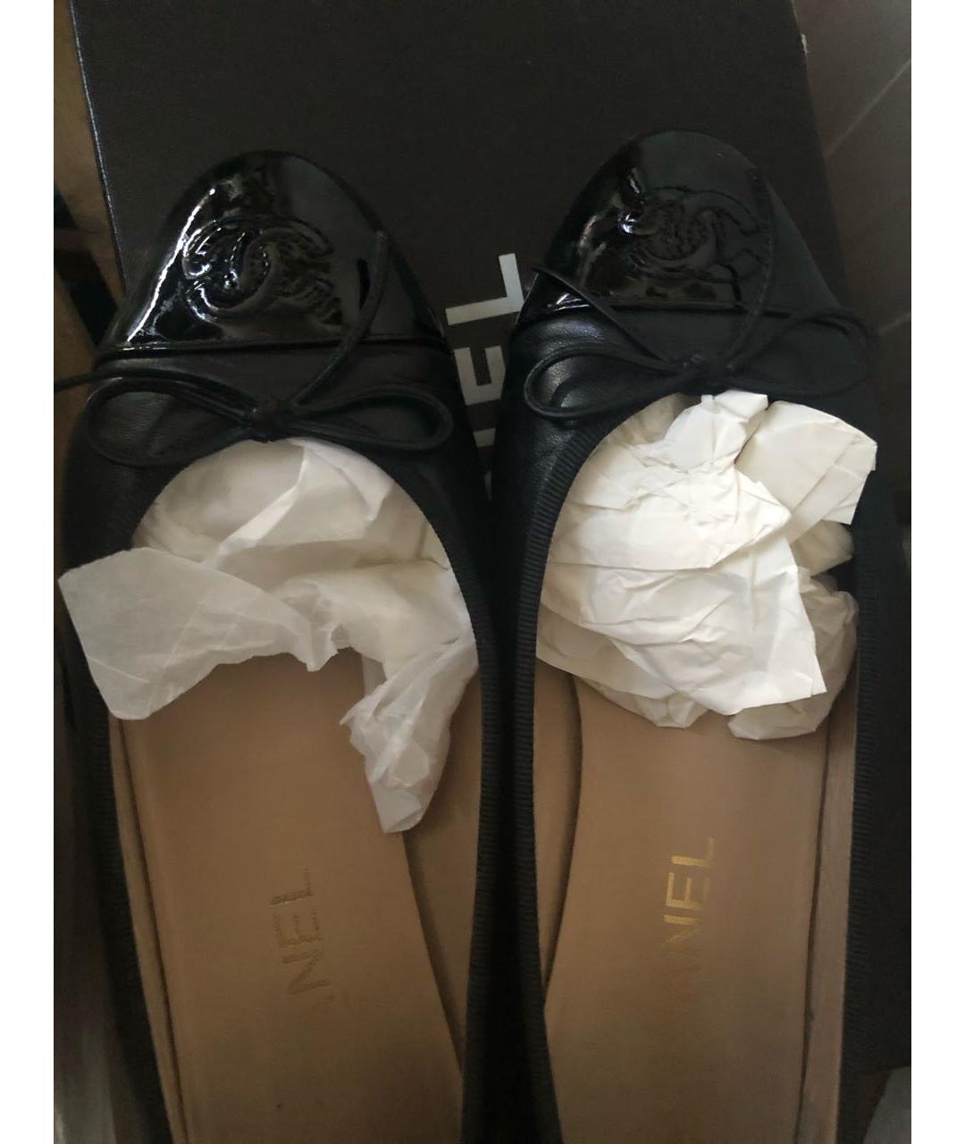 CHANEL Черные кожаные балетки, фото 4