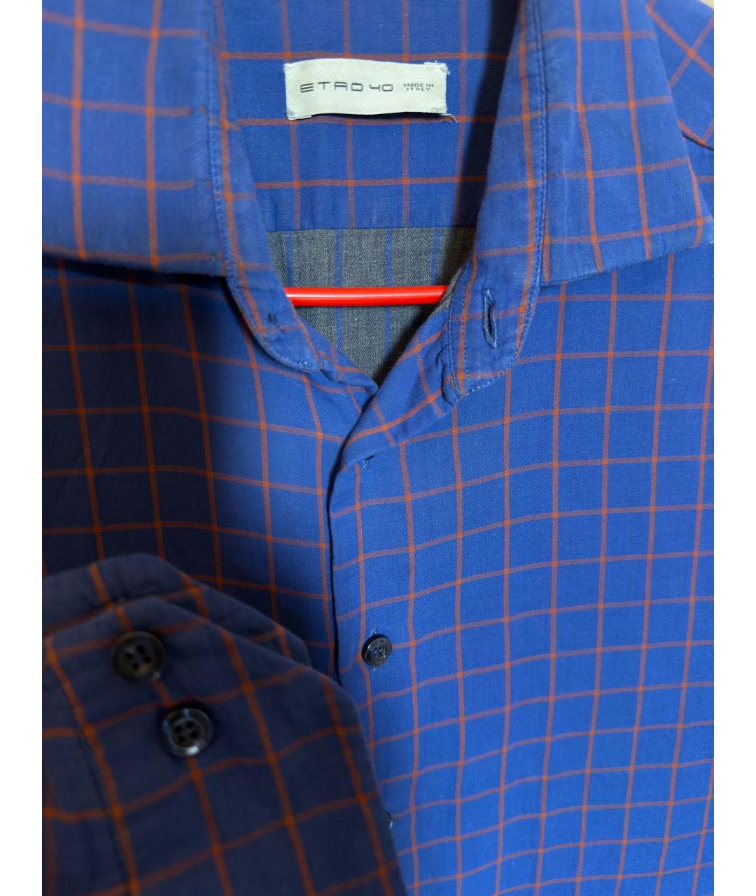 ETRO Темно-синяя хлопковая кэжуал рубашка, фото 4