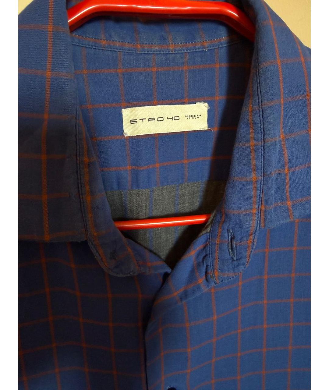 ETRO Темно-синяя хлопковая кэжуал рубашка, фото 3