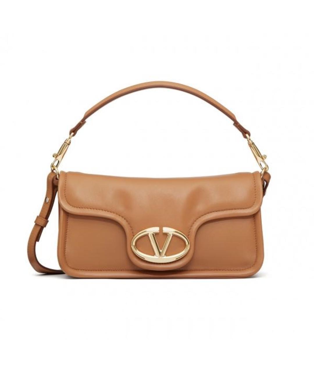 VALENTINO Коричневая кожаная сумка с короткими ручками, фото 6