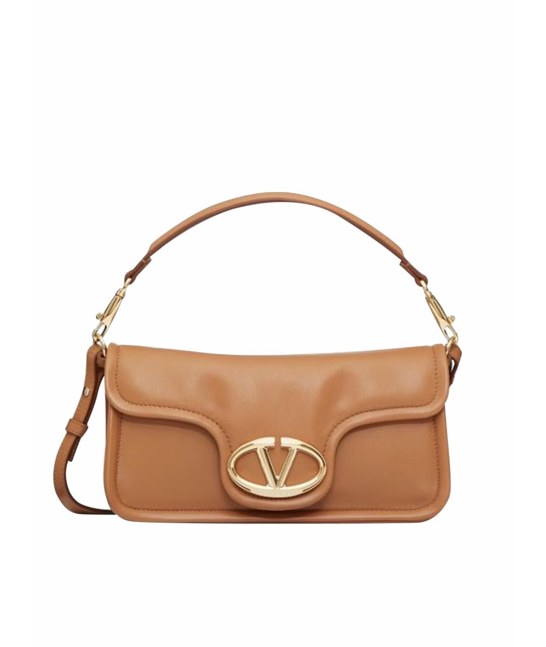 VALENTINO Коричневая кожаная сумка с короткими ручками, фото 1