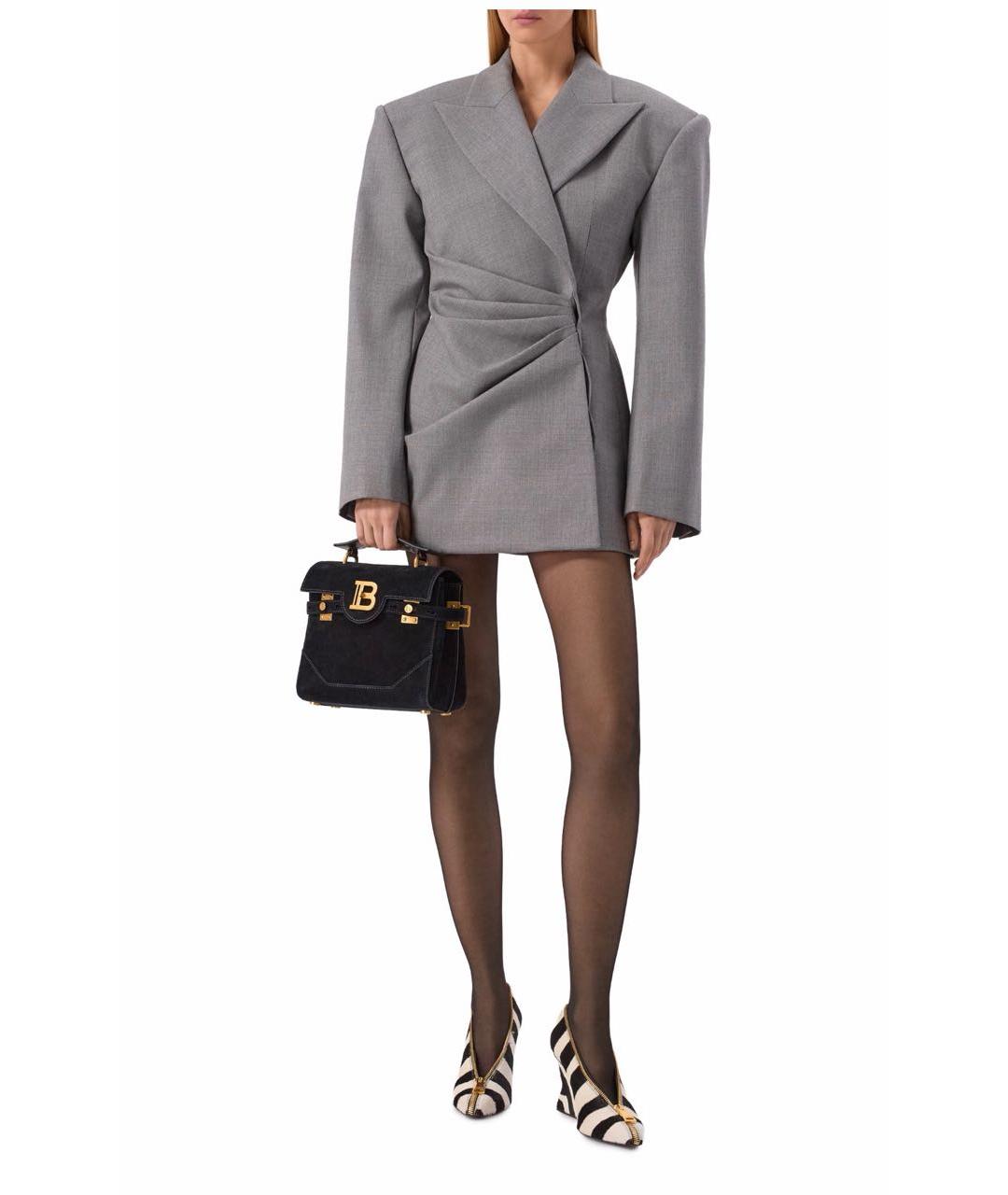 BALMAIN Серое шерстяное повседневное платье, фото 2