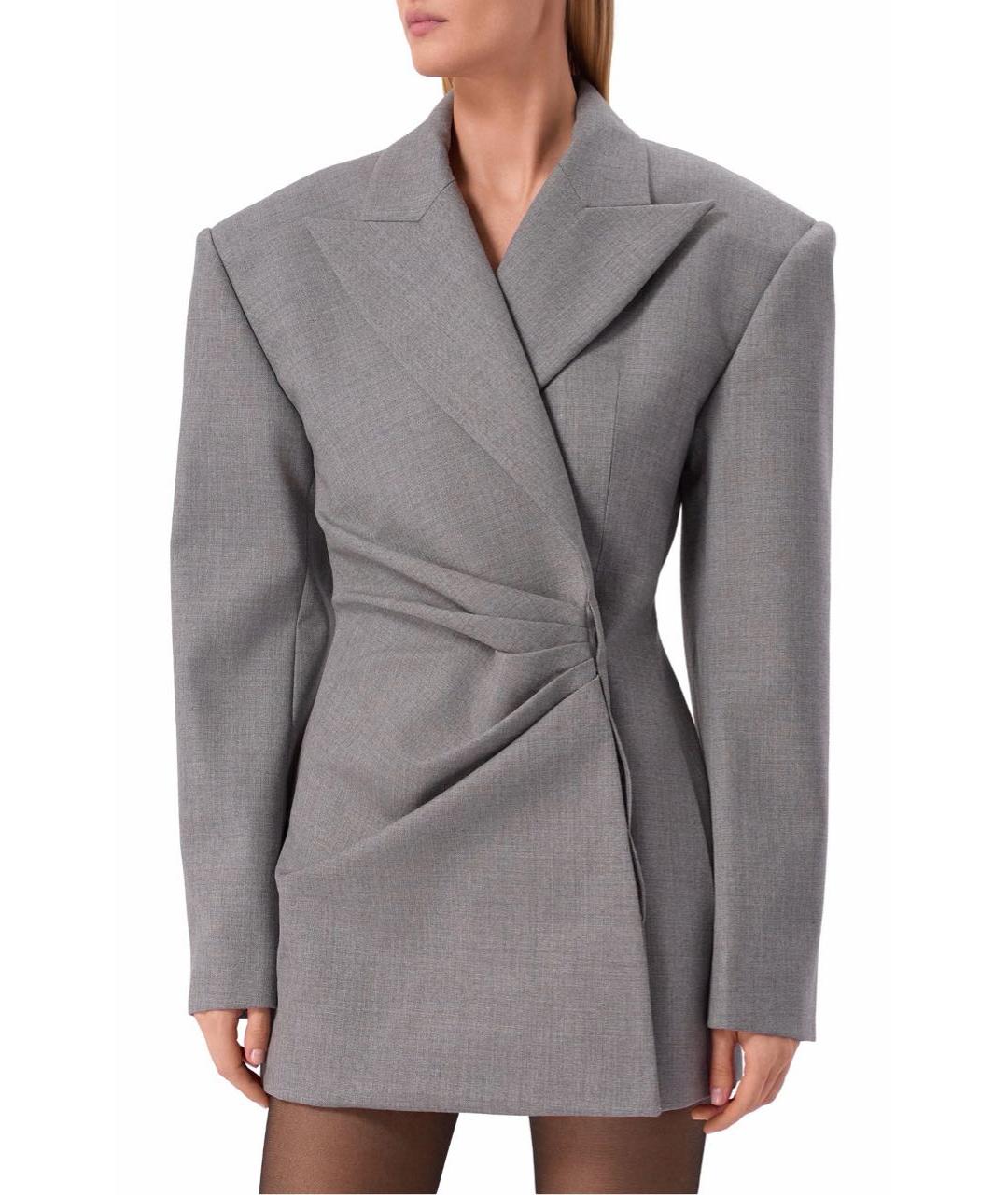 BALMAIN Серое шерстяное повседневное платье, фото 3