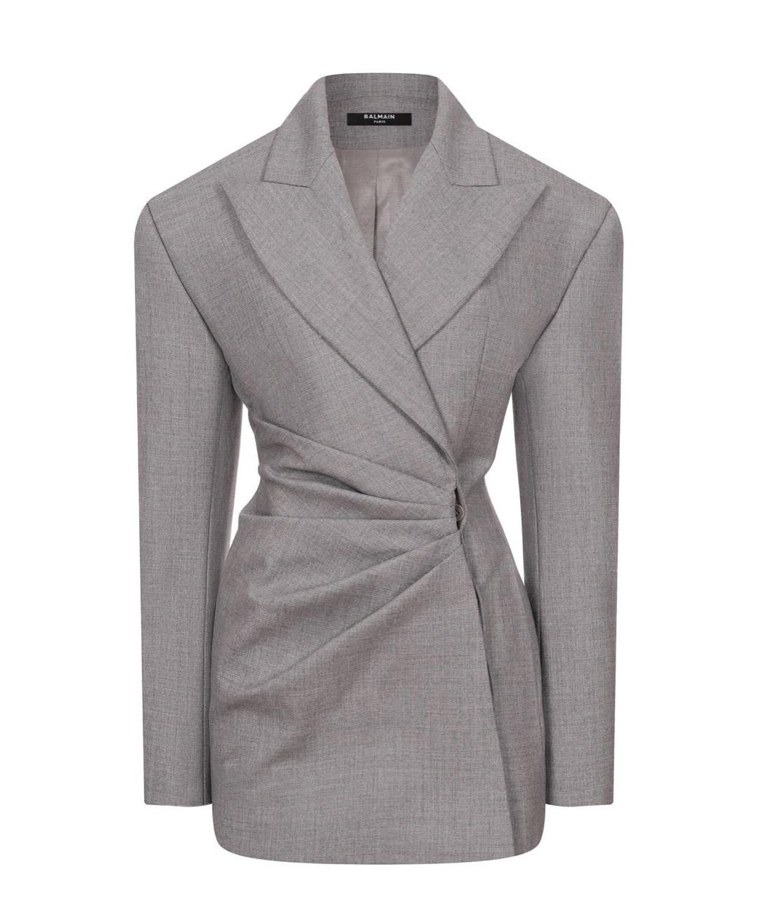 BALMAIN Серое шерстяное повседневное платье, фото 5