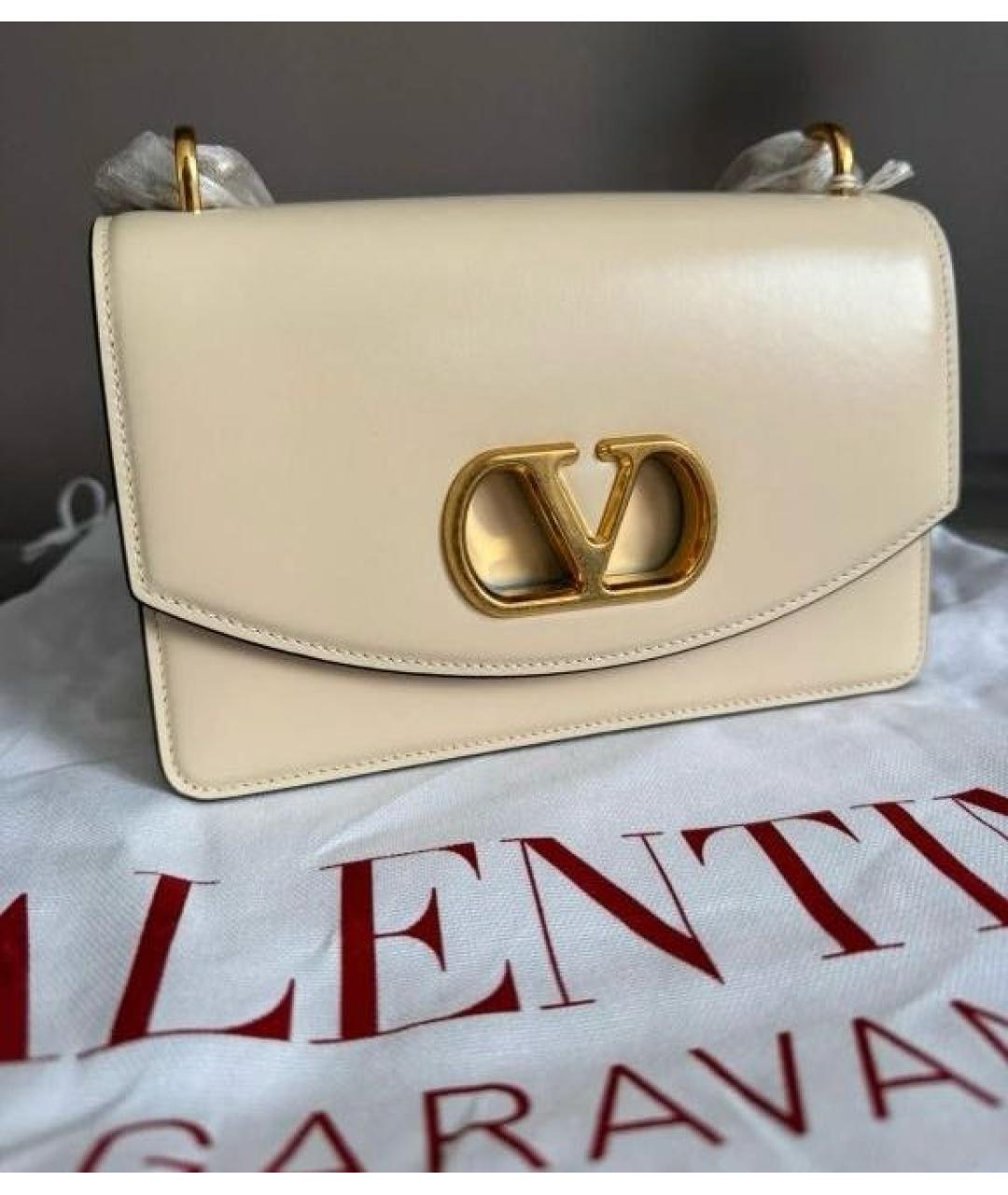 VALENTINO Белая кожаная сумка через плечо, фото 4