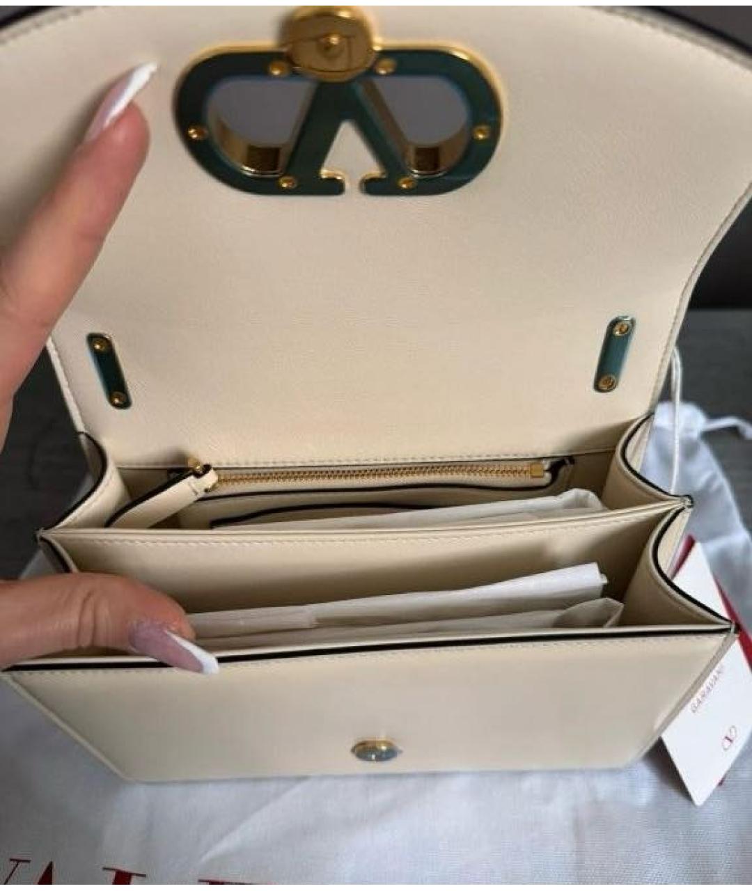 VALENTINO Белая кожаная сумка через плечо, фото 5